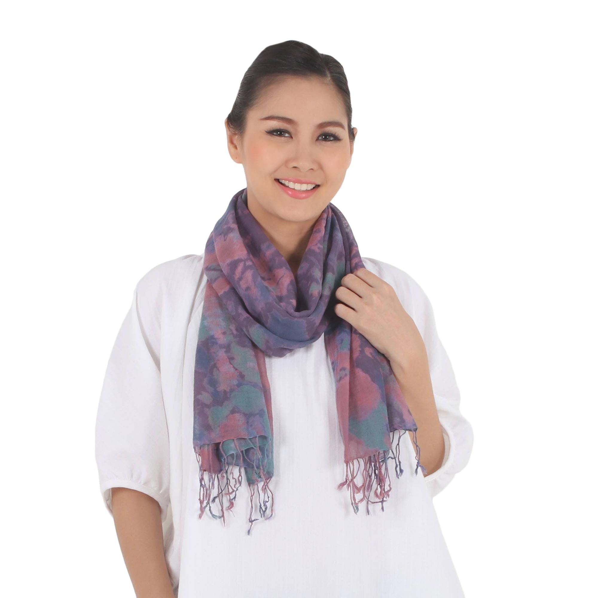 Premium Handcrafted Tie-Dye Cotton Scarf – Vibrant Pink & Purple