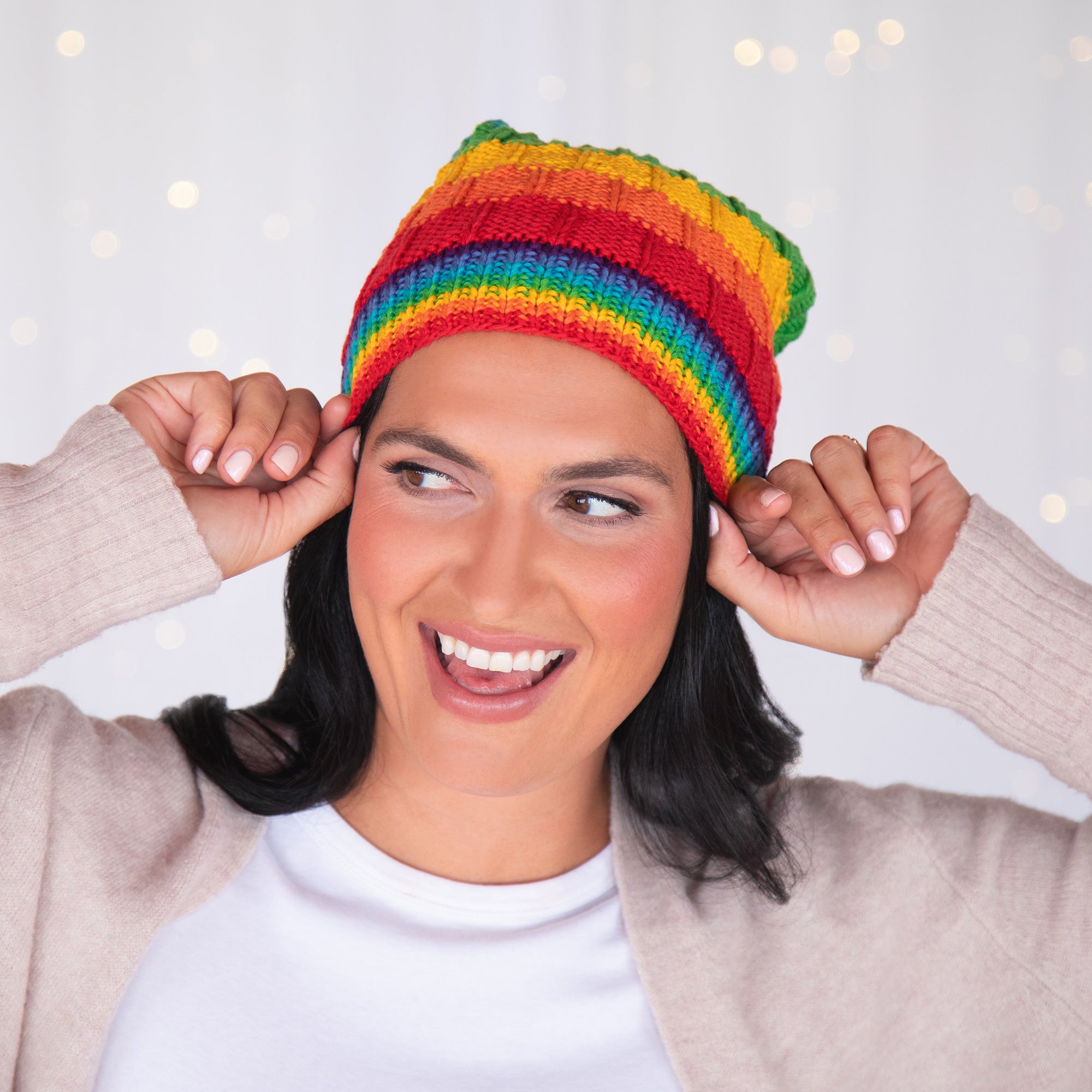 Premium Hand-Knit Rainbow Beanie - Ultimate Winter Style