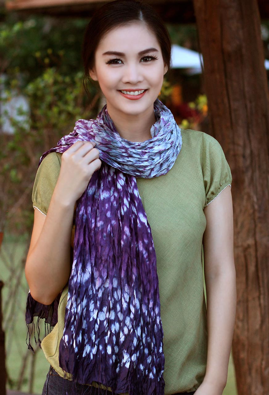 Premium Handcrafted Tie-Dye Scarf - Bold Elegance in Dark Blue & Purple