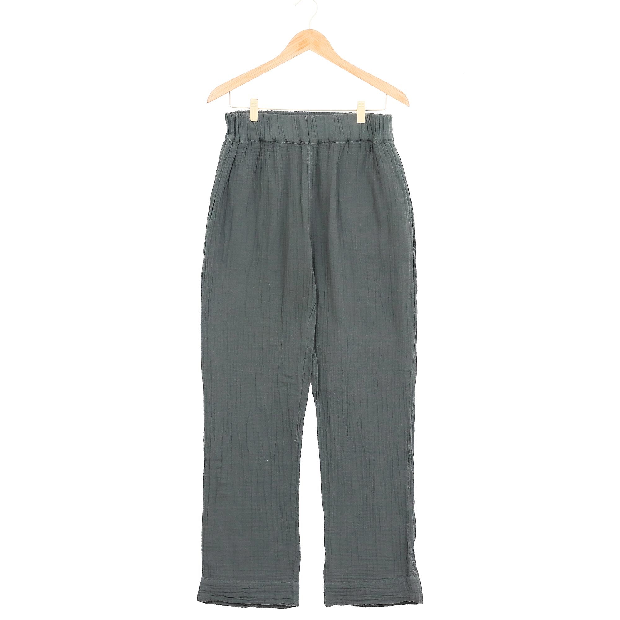 Premium Handmade Double Gauze Cotton Pants - Classic Grey