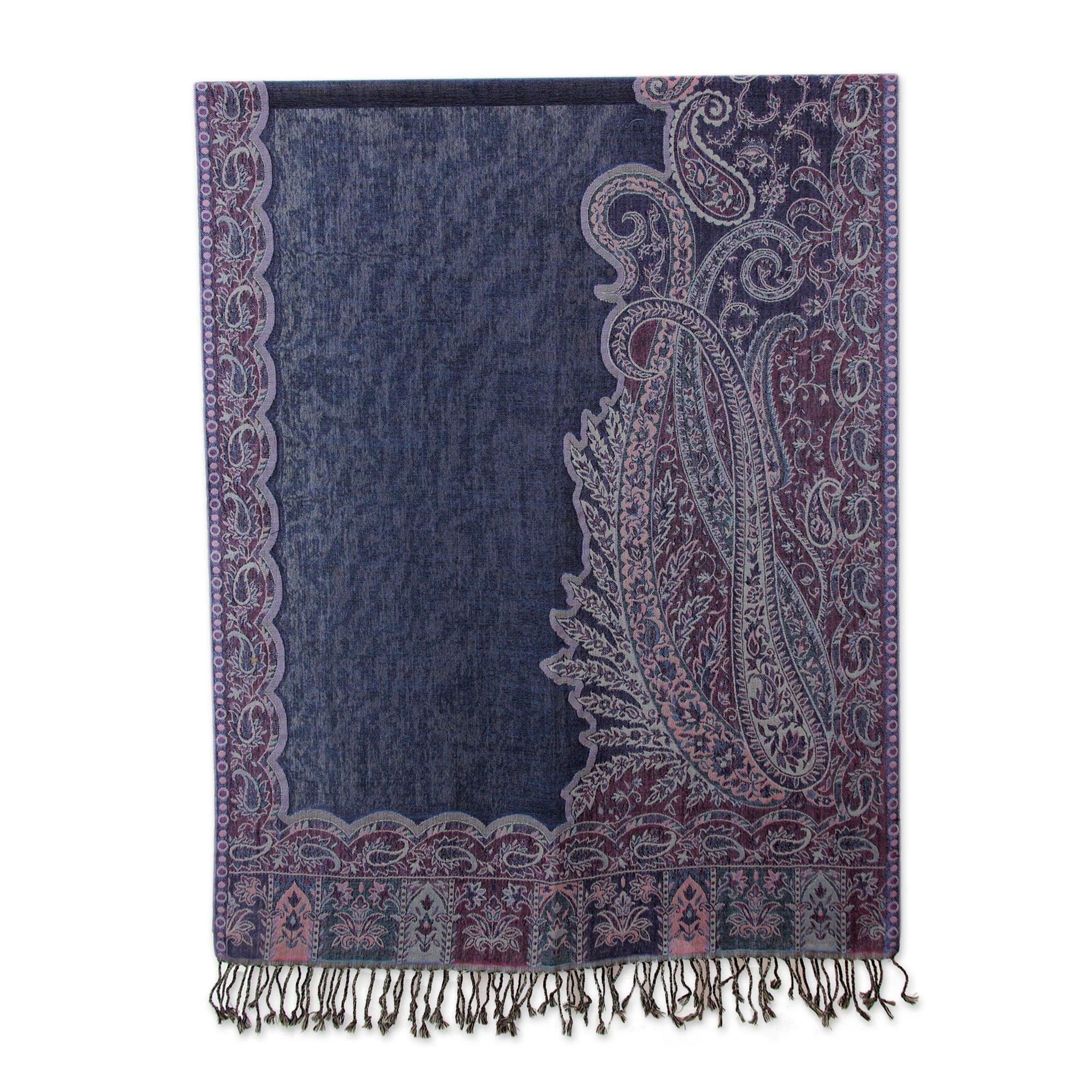 Premium Orchid Paisley Jamawar Shawl - Luxurious Purple Wool Wrap