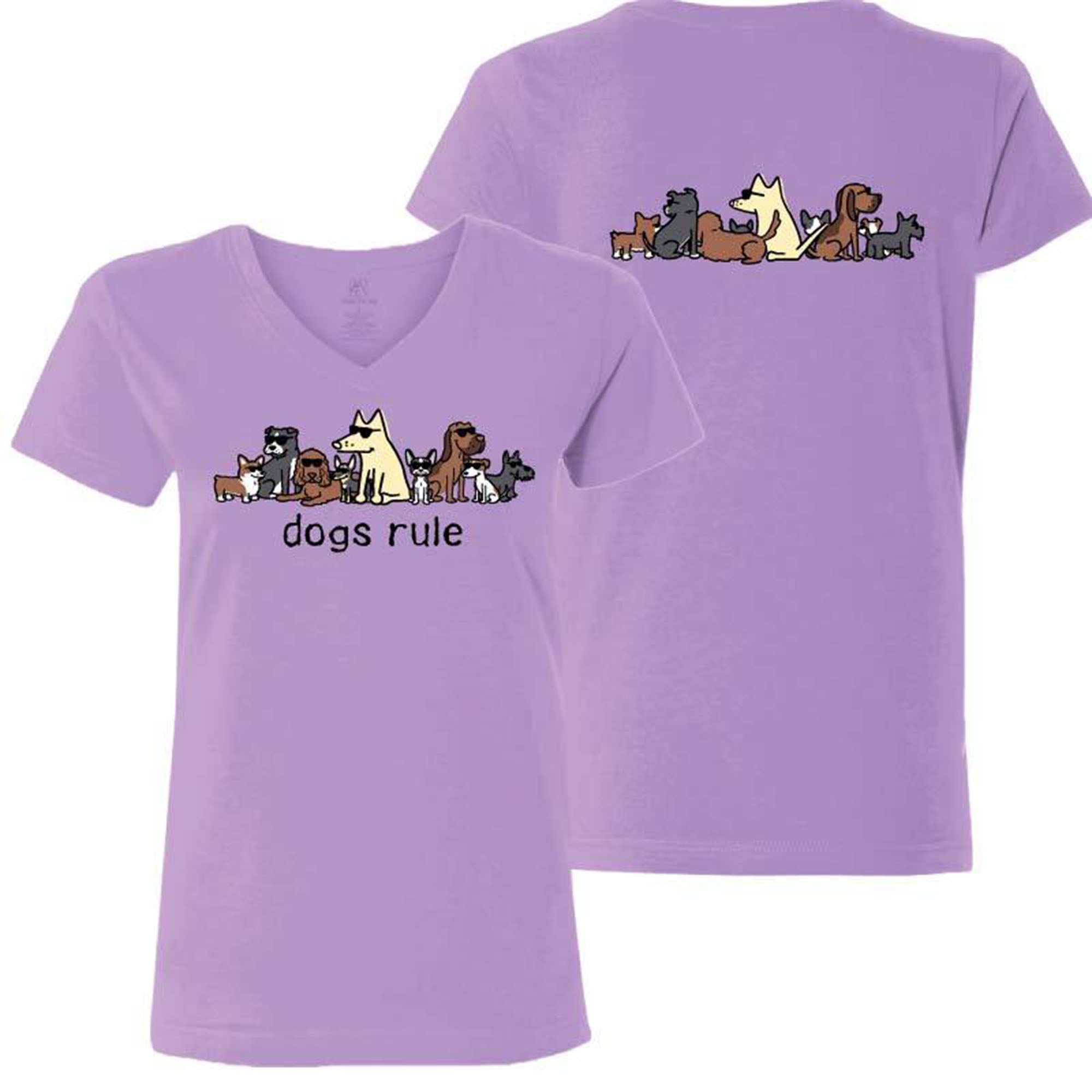 Premium Teddy the Dog 'Dogs Rule' V-Neck Tee