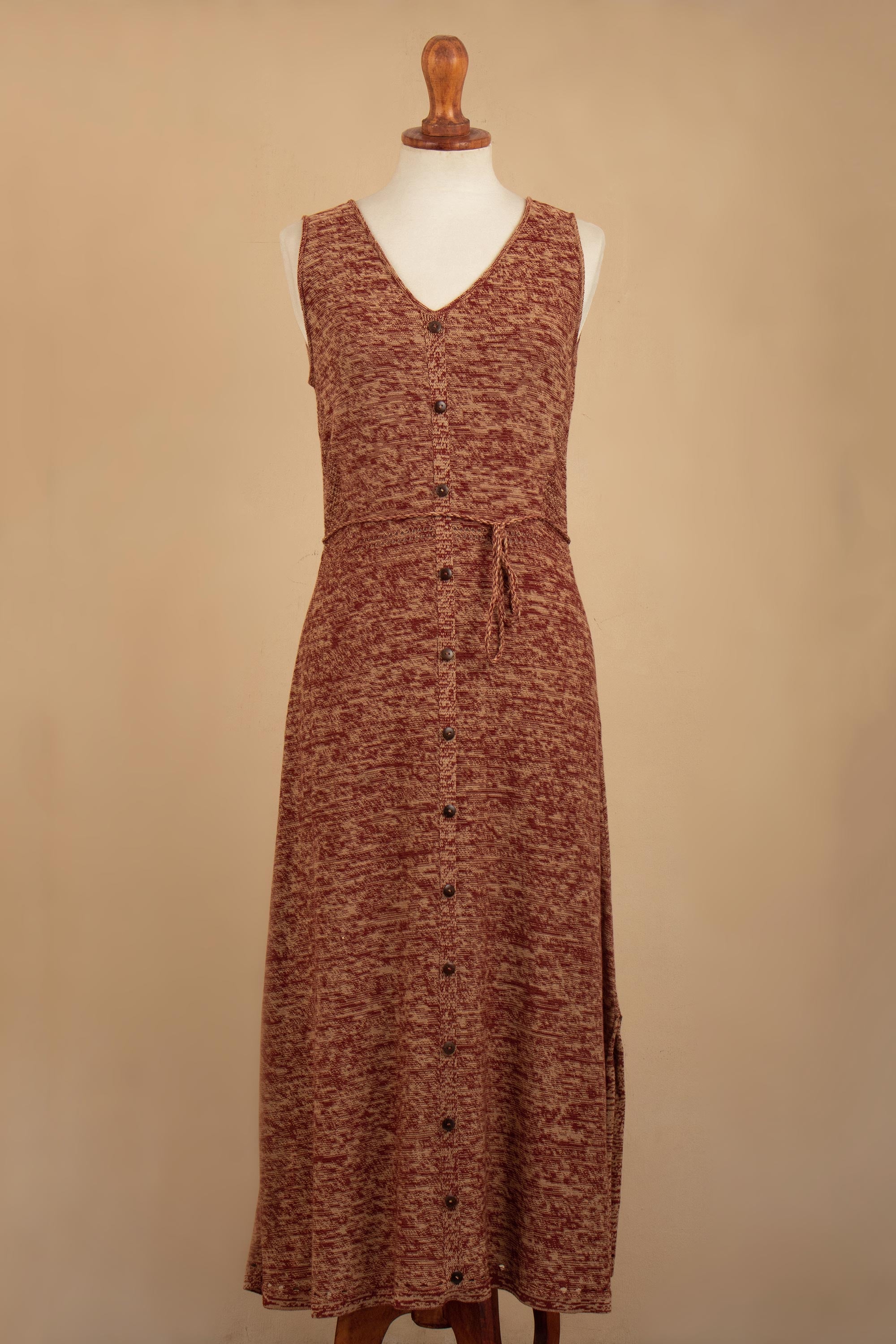 Premium Organic Cotton Maxi Dress in Russet Red | Sustainable & Timeless Design