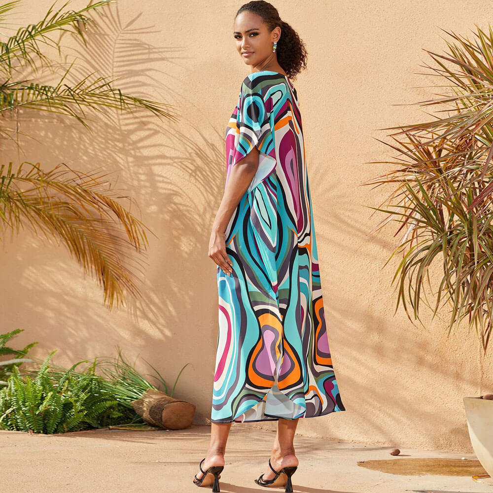 Premium Vibrant Printed Beach Caftan Cover-Up