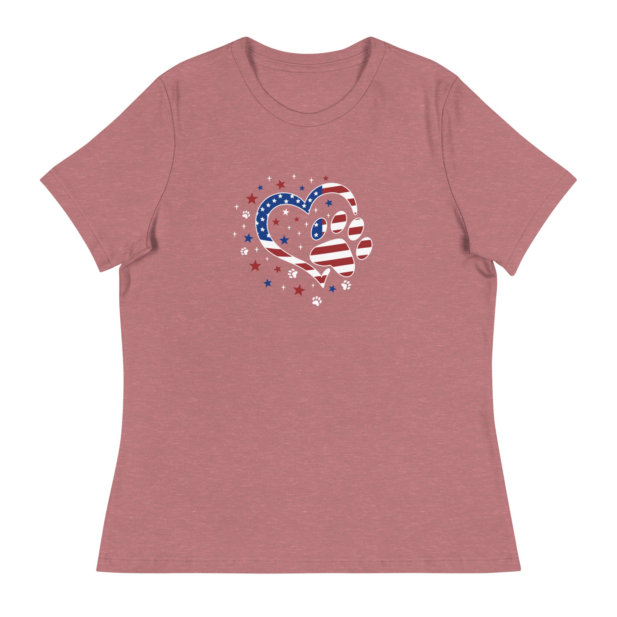 Premium Star Spangled Paw Print Love Women's Relaxed Tee