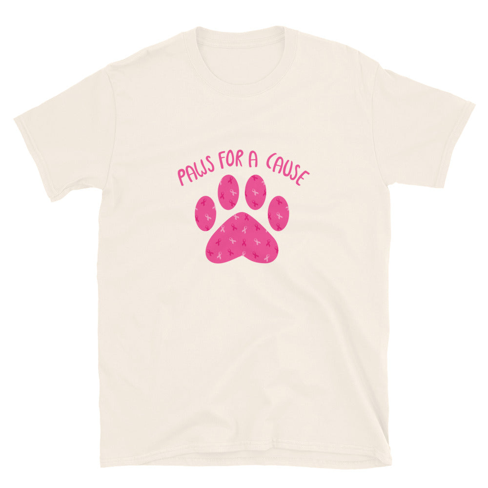 Premium Pink Ribbon Paw Print Tee - Support Breast Cancer Awareness