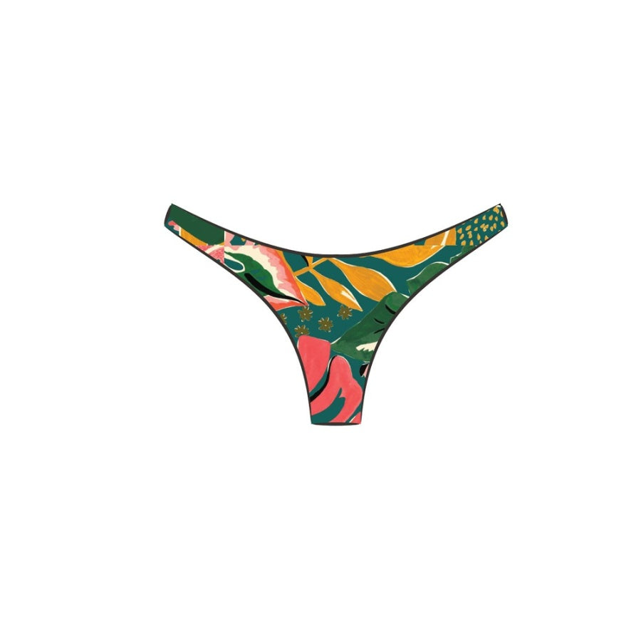 Premium Vitamin A California High-Leg Swim Bottom - Painted Jungle Design