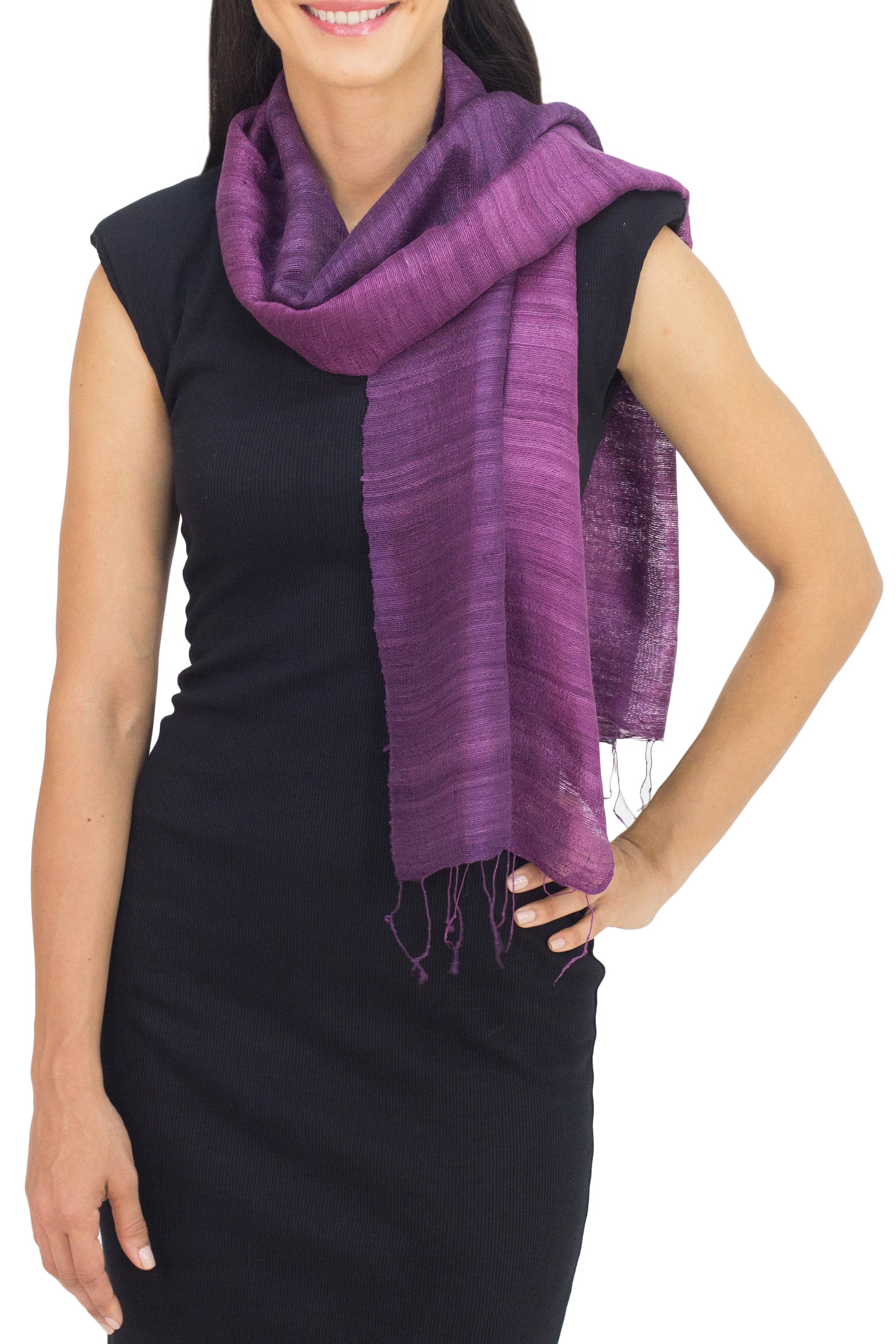 Premium Bold Orchid Purple Silk Scarf - Handmade Elegance