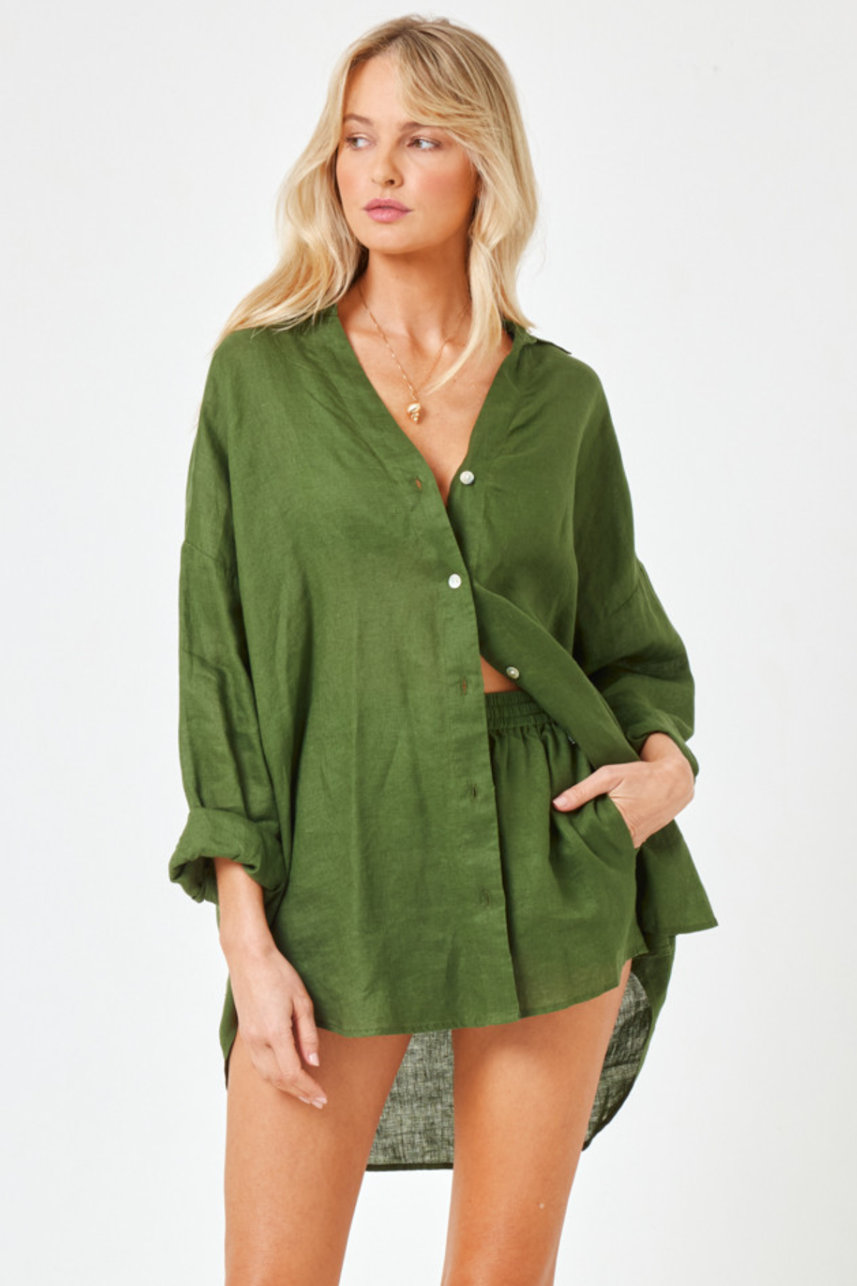 L*Space Rio Tunic in Jungle - Premium Oversized Linen Shirt