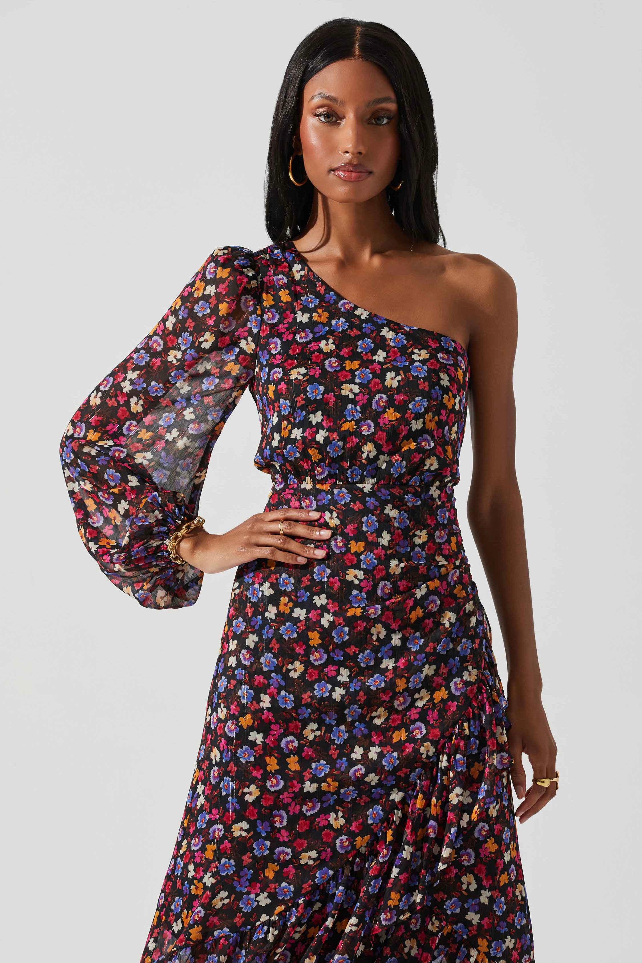 Premium ASTR Calista Floral One Shoulder Midi Dress - Ultimate Summer Style