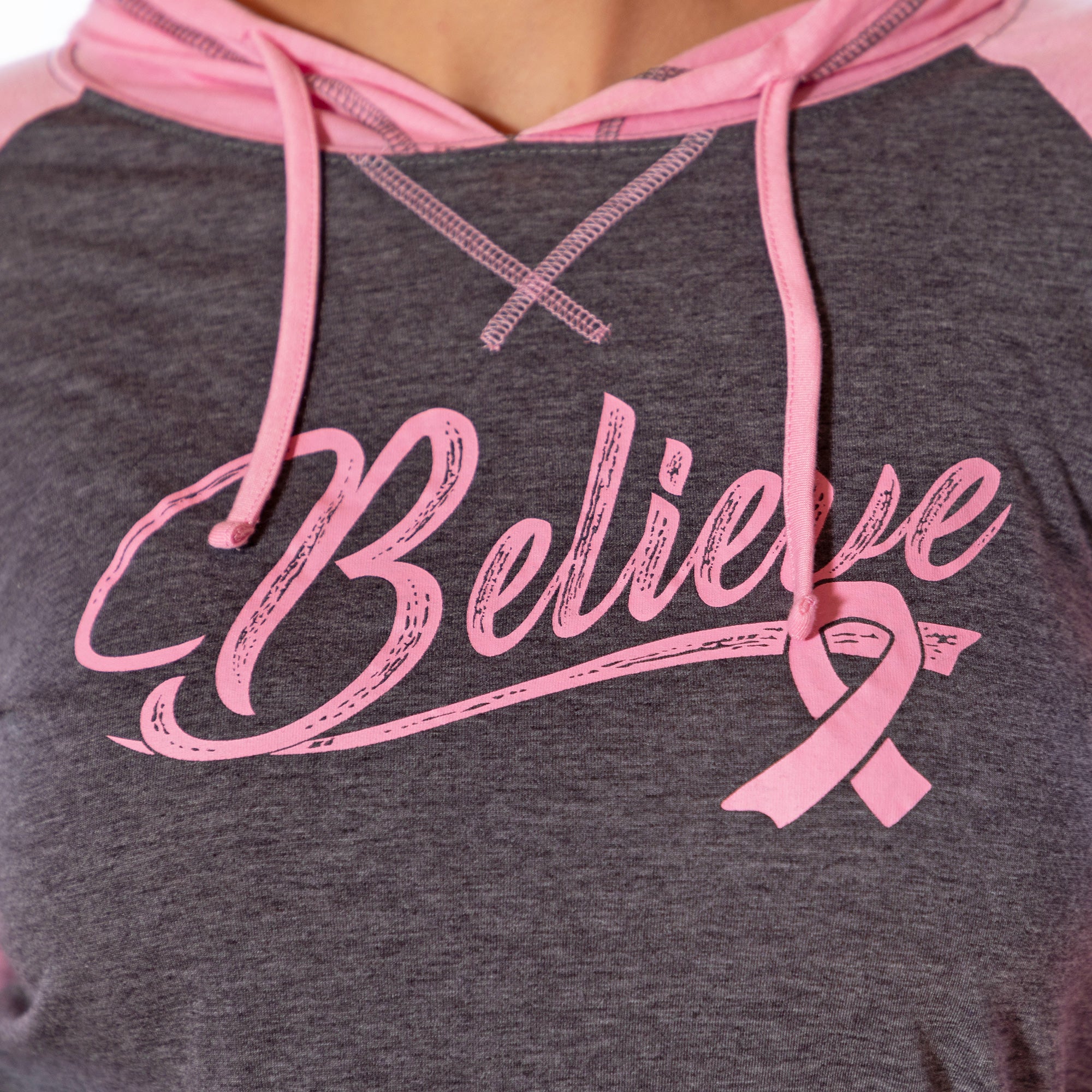 Premium Believe Pink Ribbon Hooded Tee - Symbol of Strength