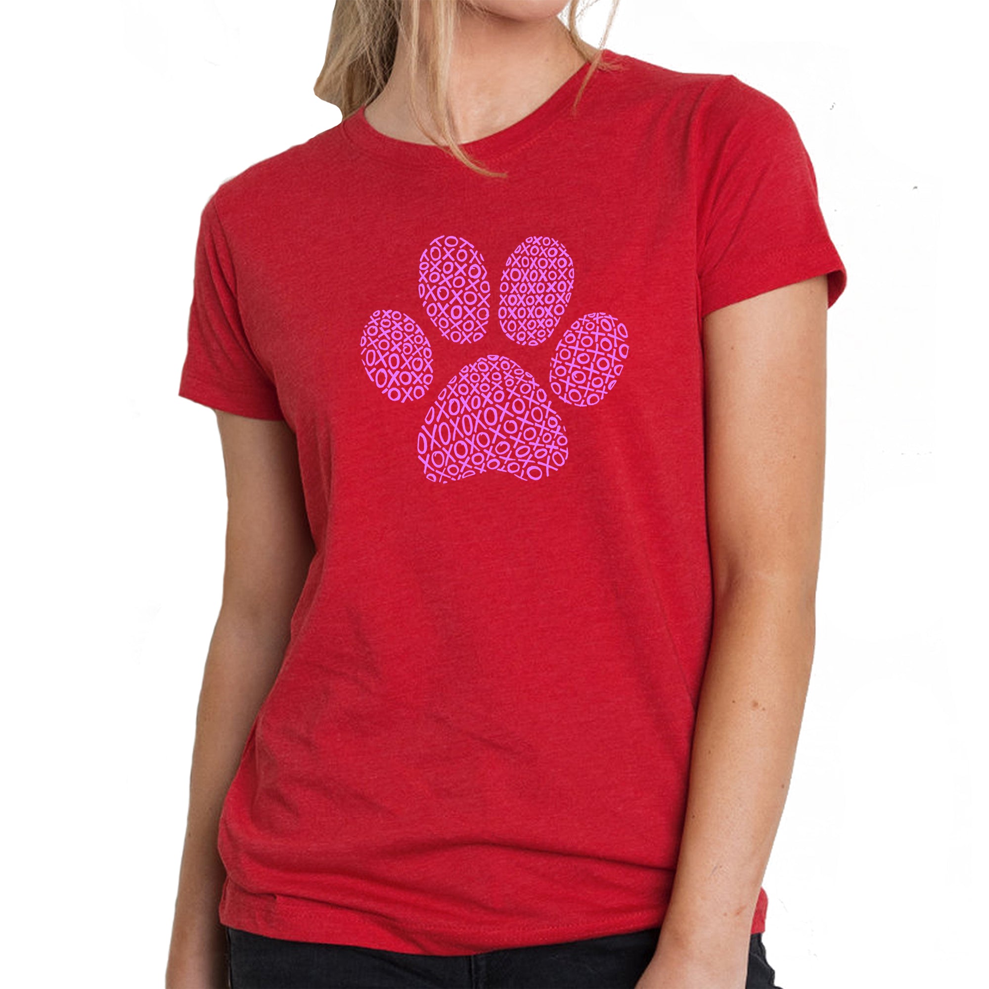 Premium XOXO Dog Paw Word Art T-Shirt for Women - Stylish & Comfortable