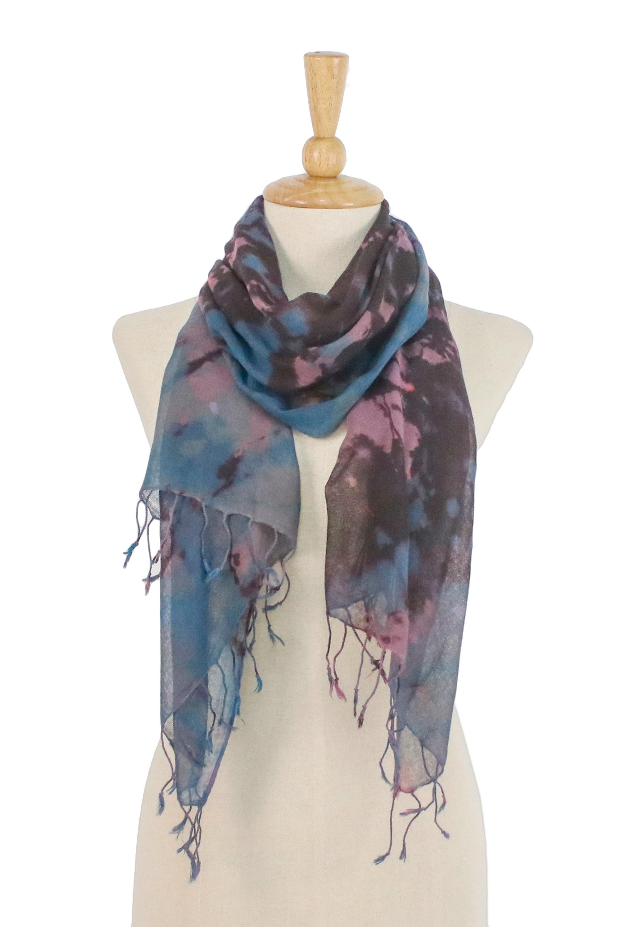 Premium Multicolored Tie-Dye Cotton Wrap Scarf - Handcrafted in Thailand