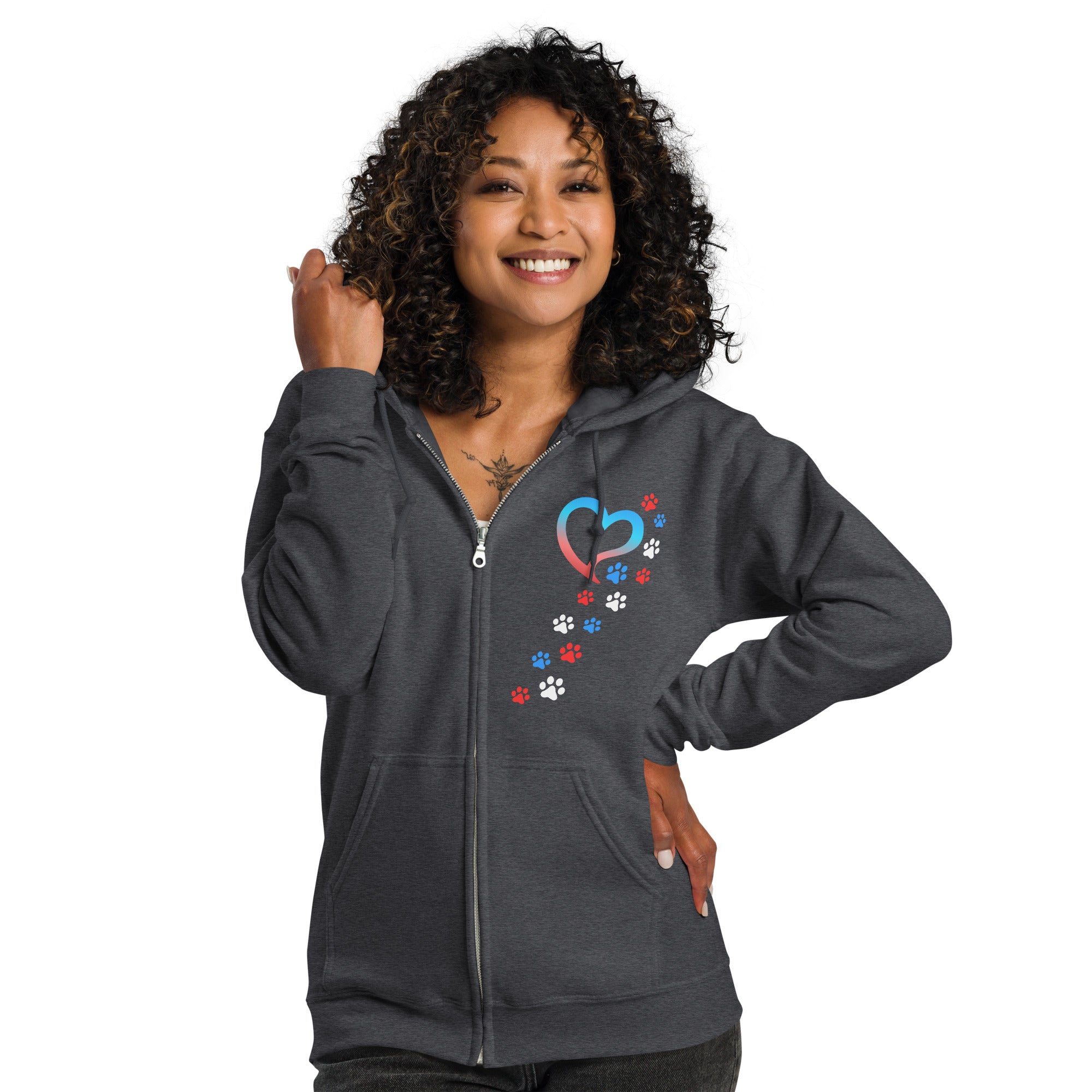 Premium Americana Paws To My Heart Zip Hoodie - Ultimate Comfort & Style