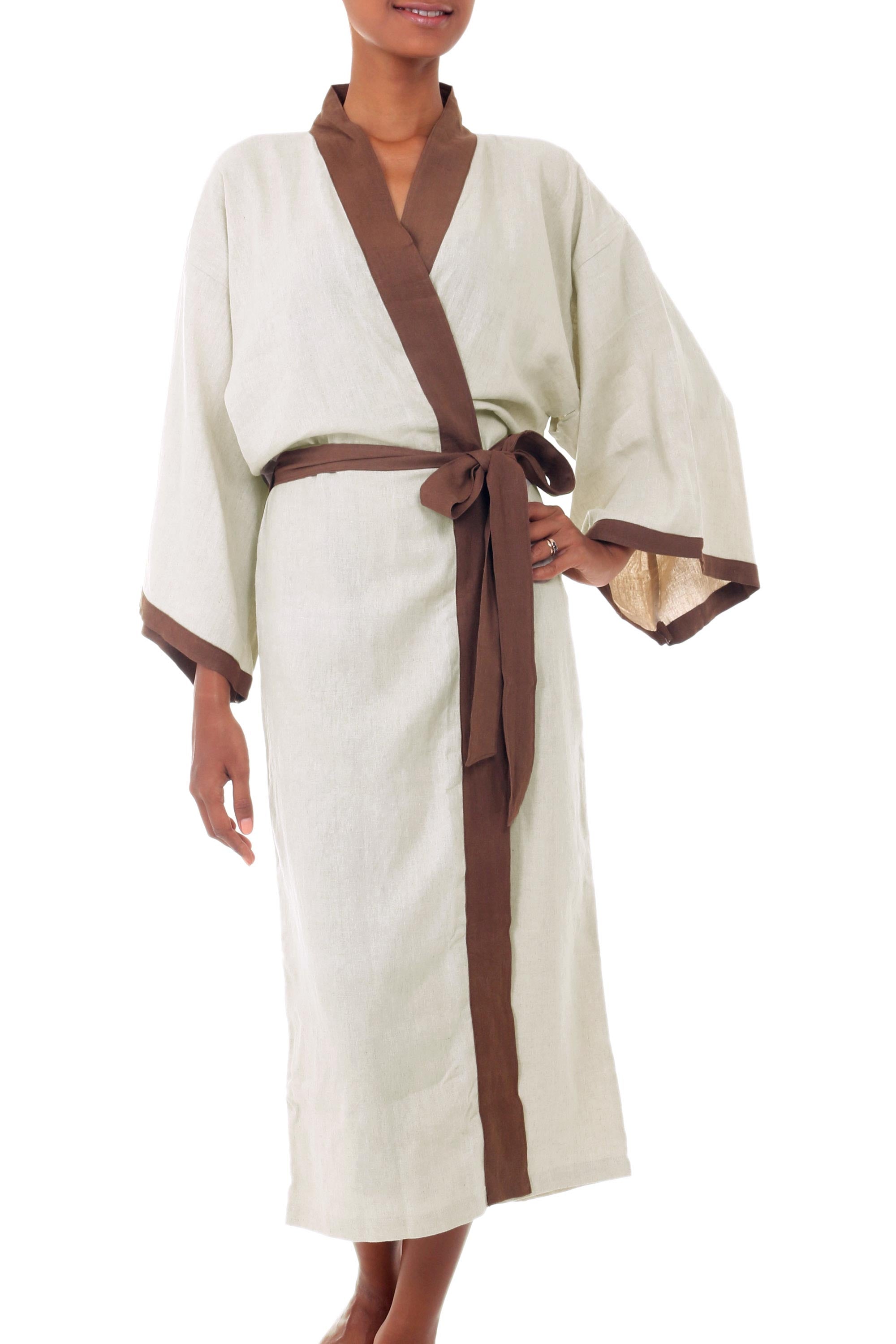 Premium Brown & Ivory Kimono Robe for Women - Ultimate Comfort & Style