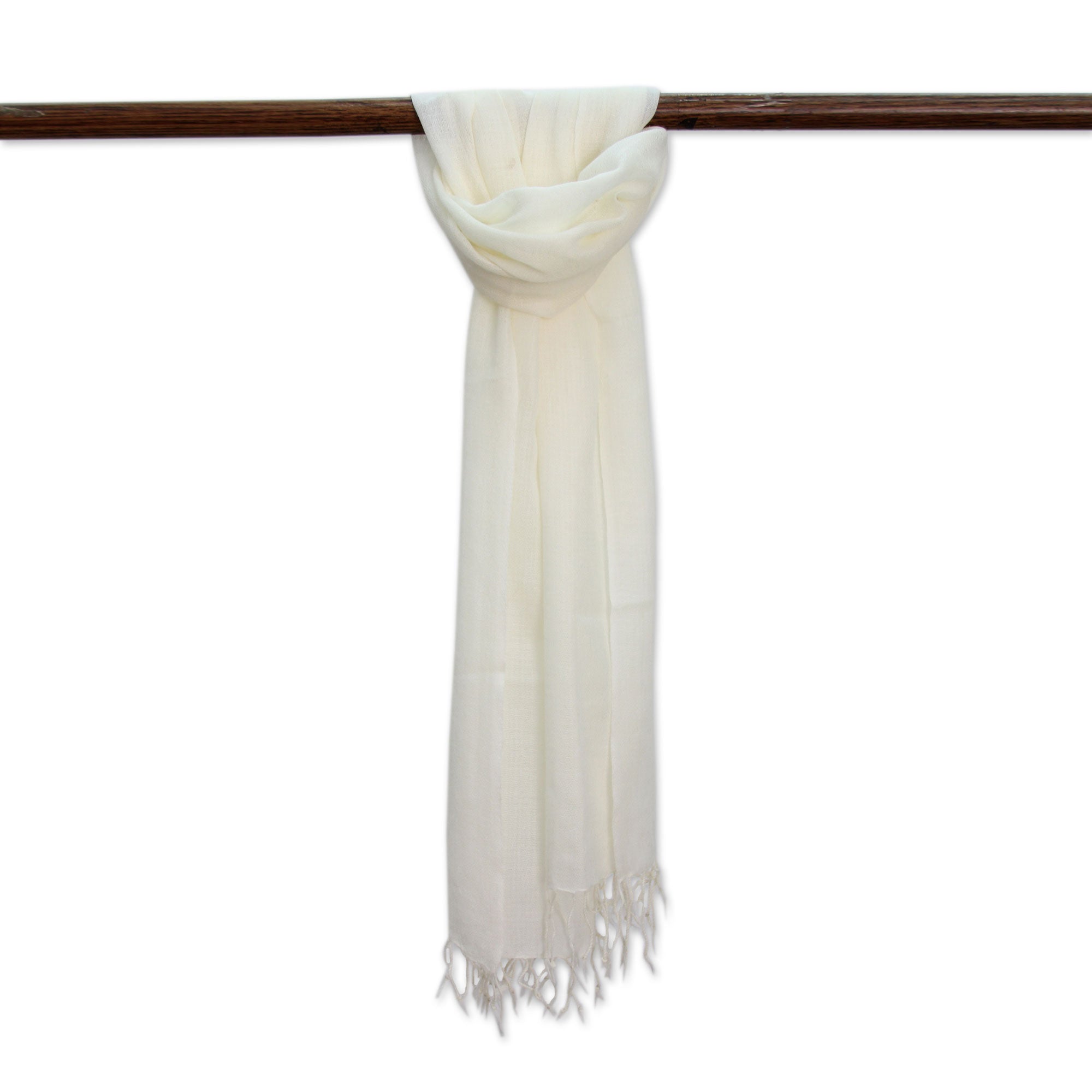 Premium Kashmiri Ivory Men's Lightweight Wool Scarf - Year-Round Comfort