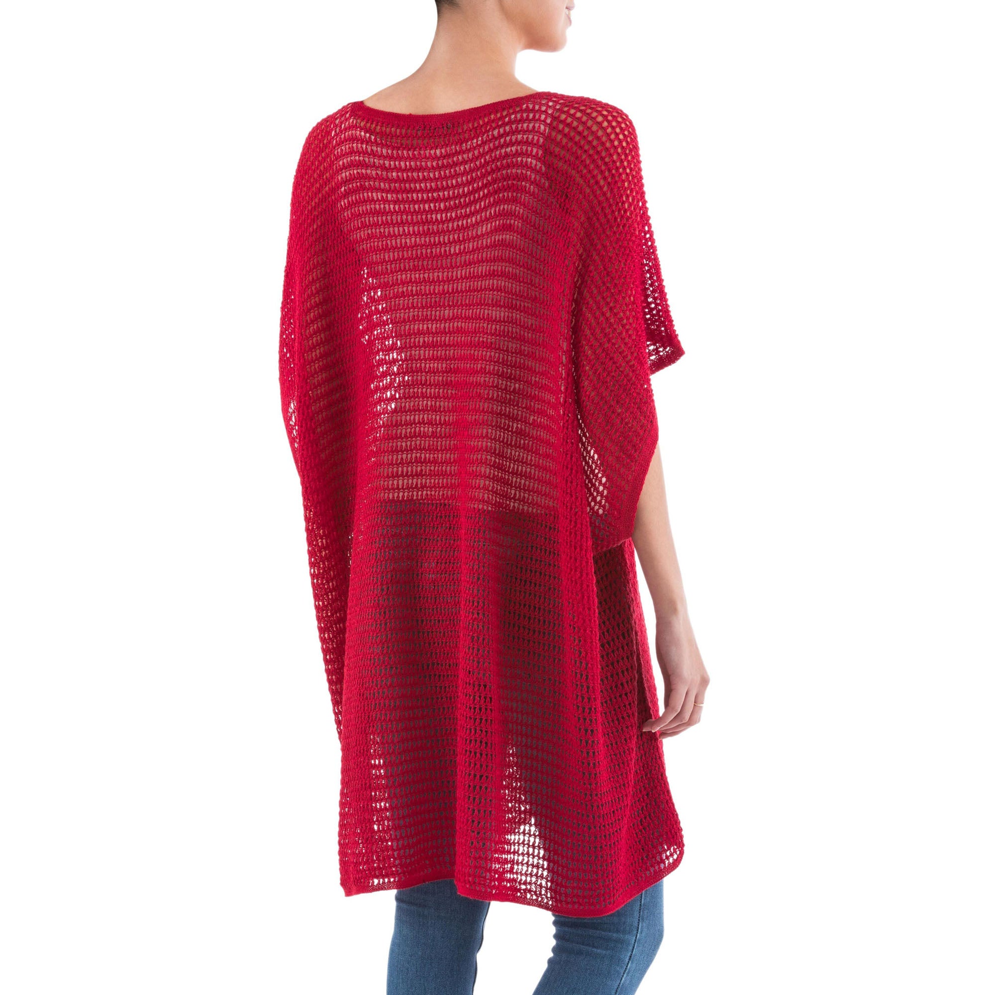 Premium Red Dreamcatcher Knit Tunic - Handmade in Peru