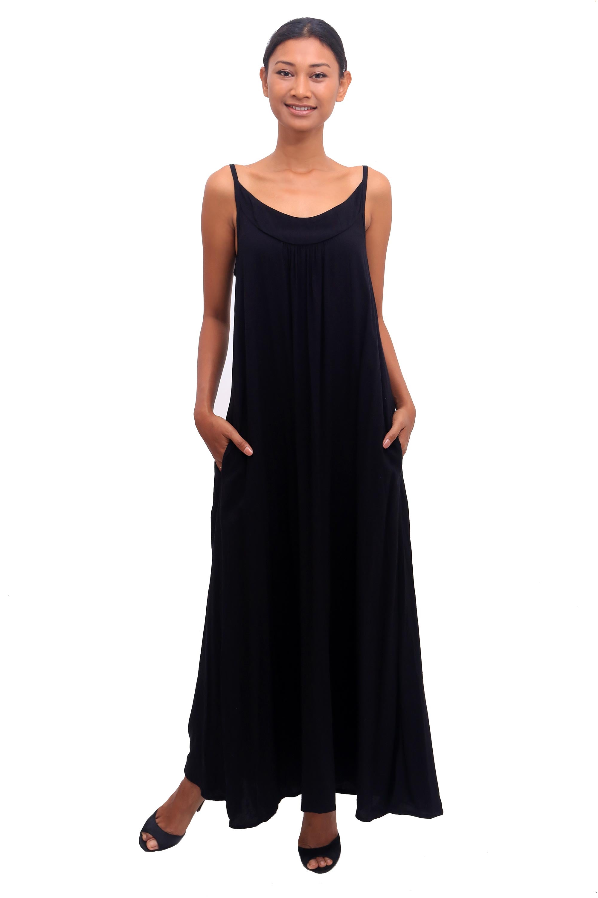 Premium Bali Black Rayon Maxi Sundress - Ultimate Summer Style