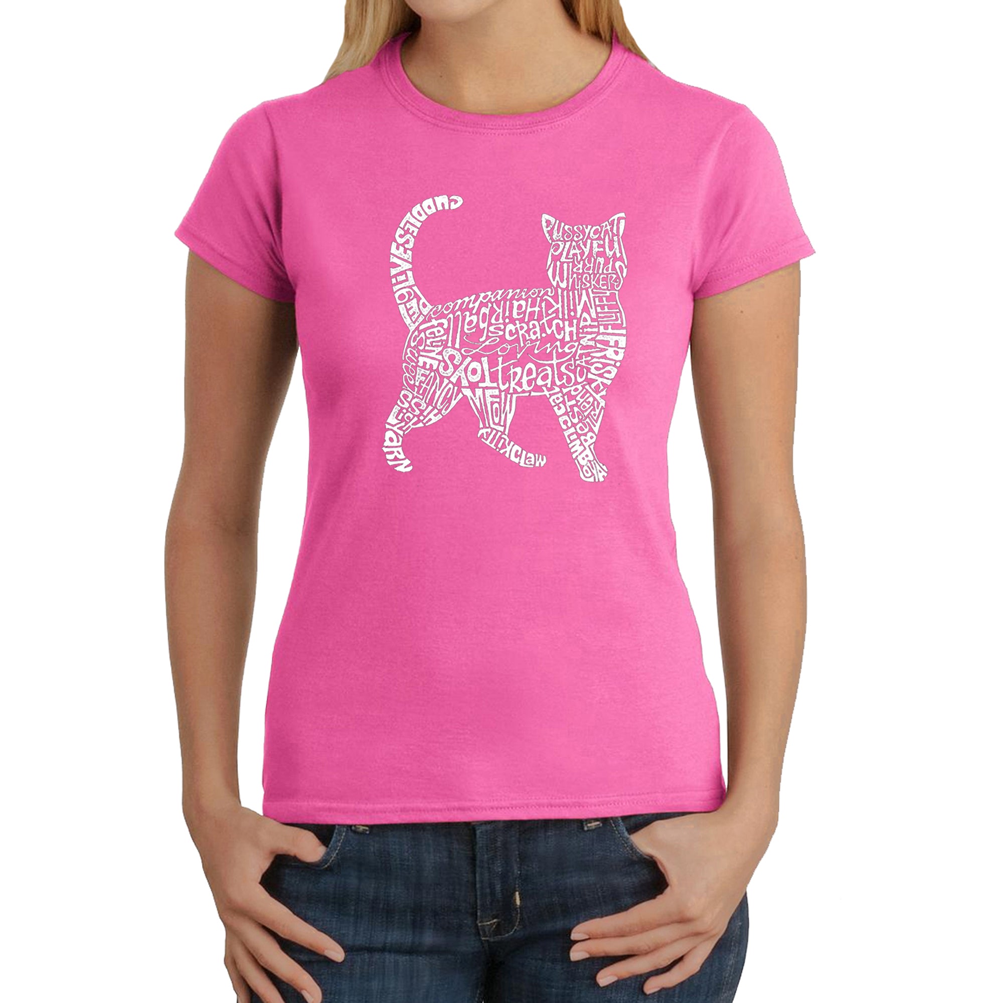 Premium Cat Lover's Word Art T-Shirt for Women