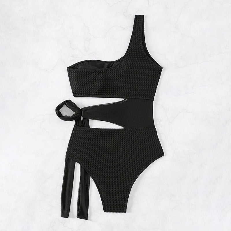 Premium One-Shoulder Brazilian Swimsuit with Cutout Bow Tie Design