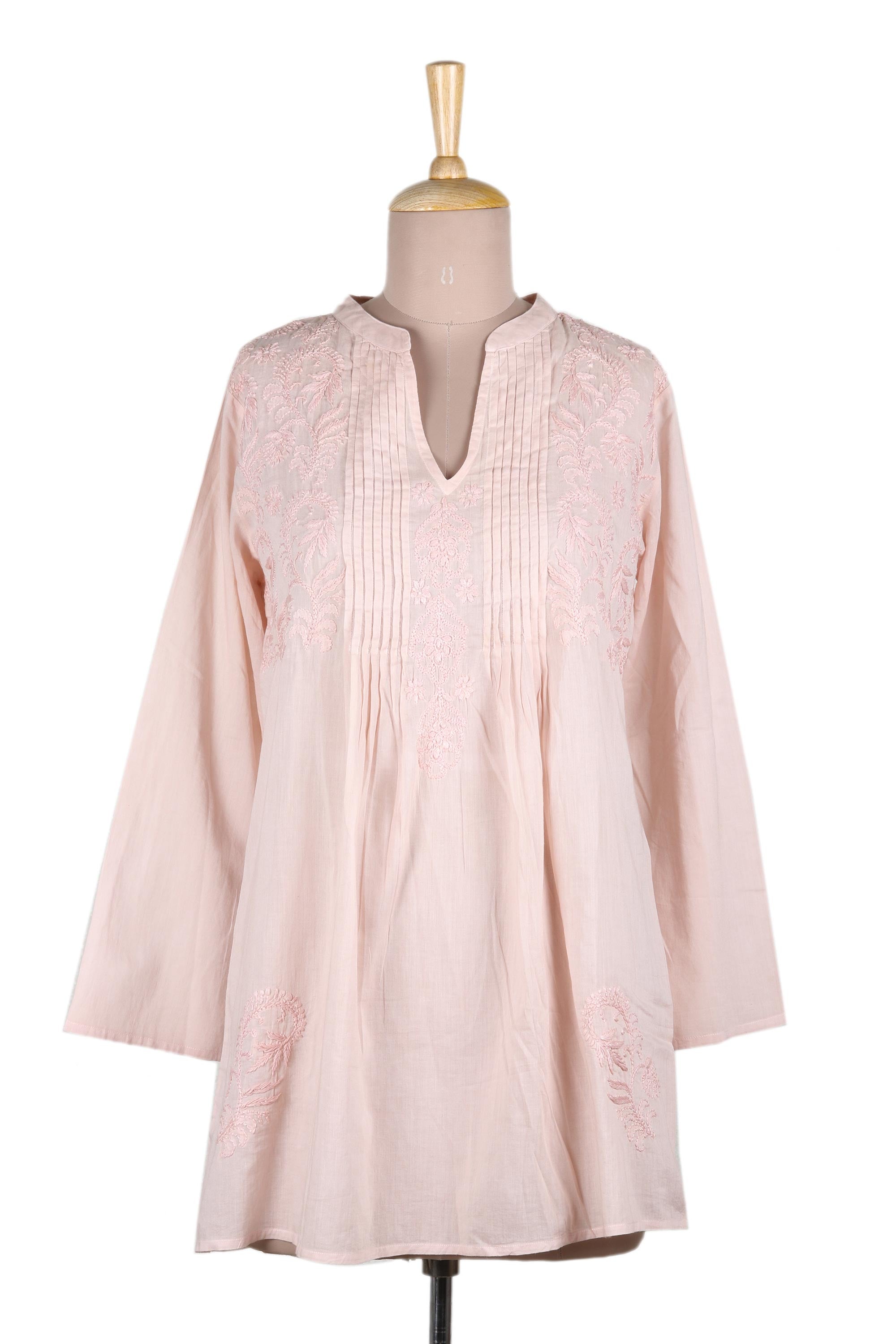 Premium Hand Embroidered Cotton Tunic – Spring Dance Collection