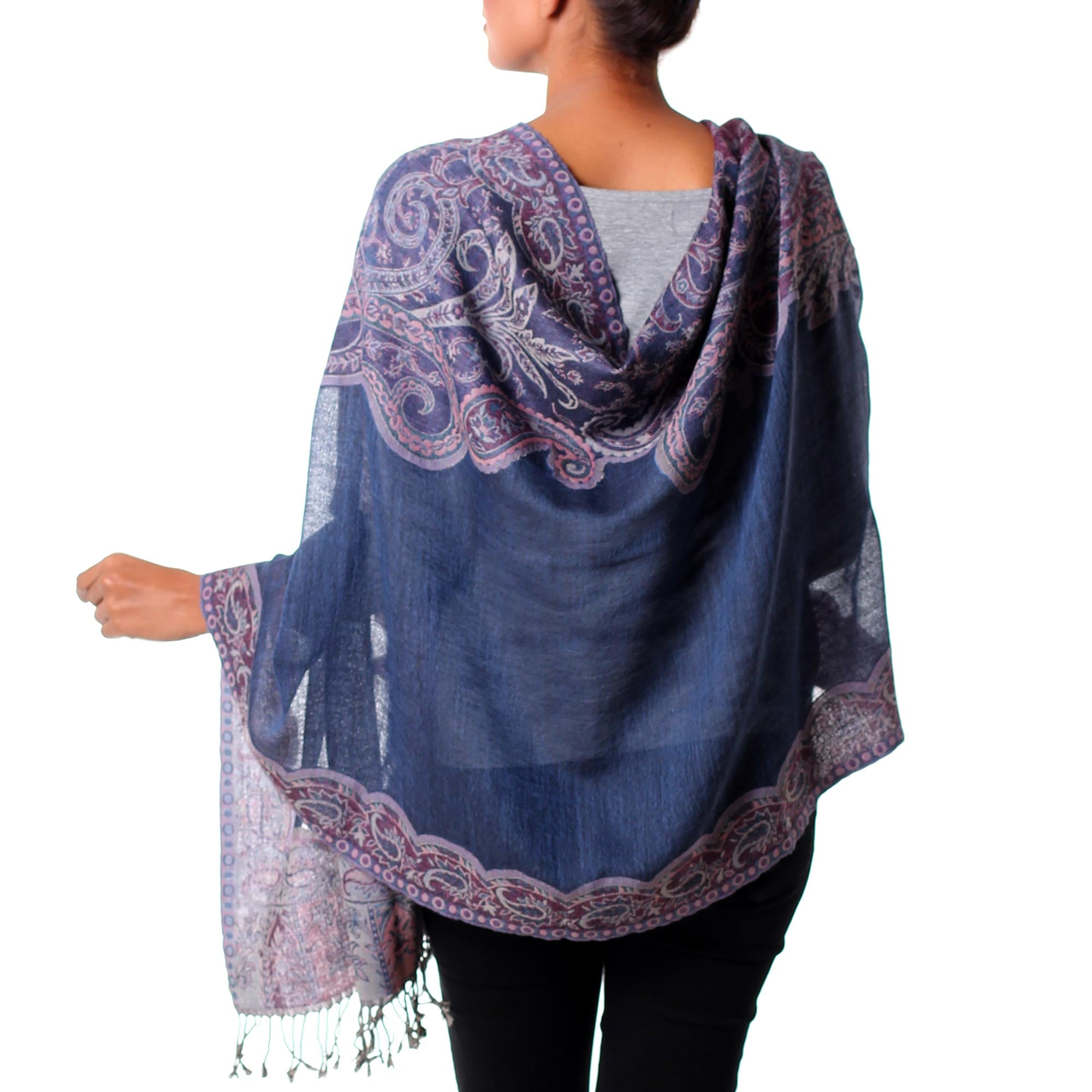 Premium Orchid Paisley Jamawar Shawl - Luxurious Purple Wool Wrap