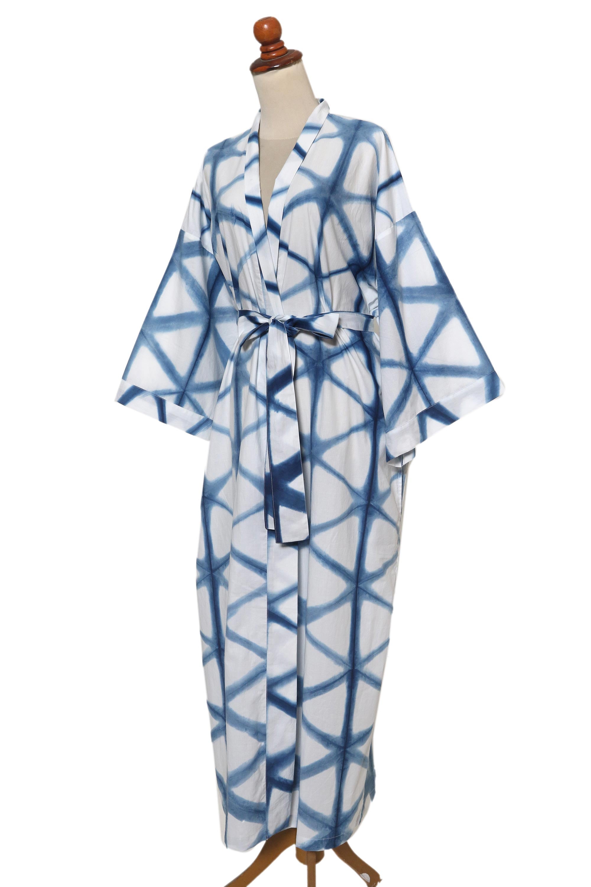 Premium Natural Indigo & White Cotton Kimono - Eco-Friendly & Handcrafted