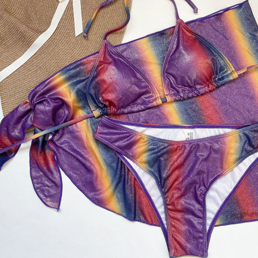 Ultimate Iridescent Wrap Bikini Set - Brazilian Style High-Cut Swimwear