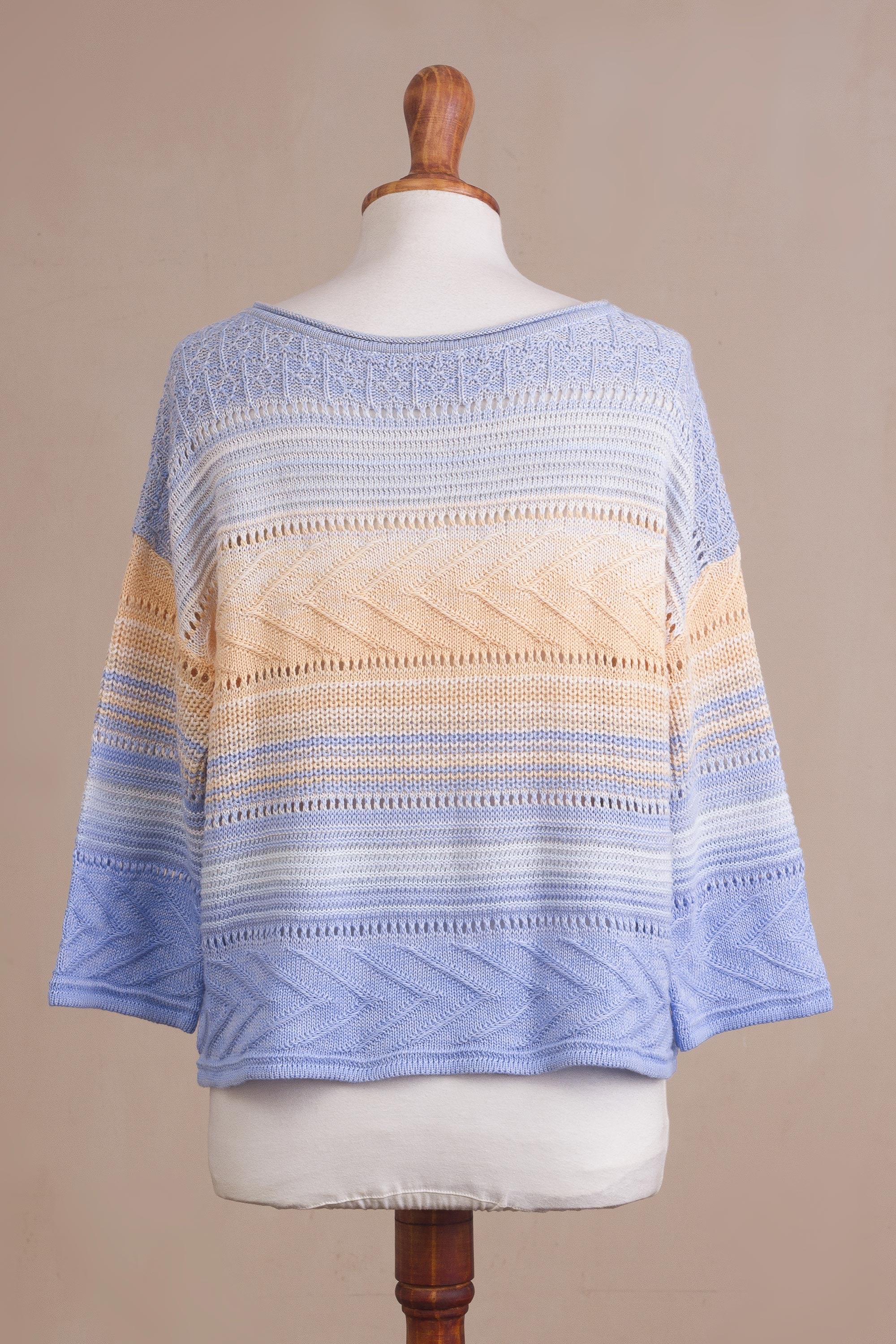 Premium Spring Ombre Cotton Blend Pullover - Handcrafted in Peru