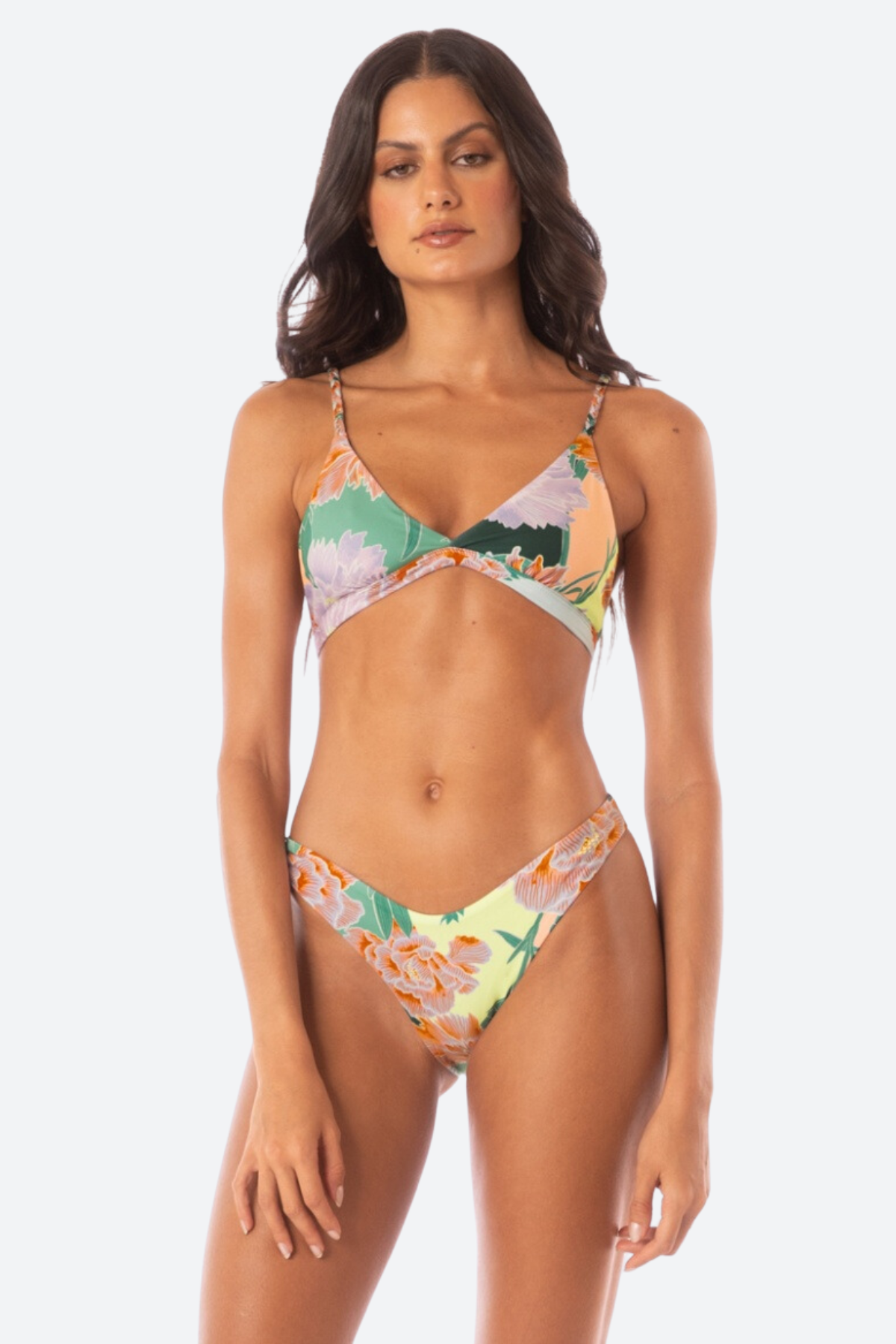 Premium Maaji Japanese Eden Splendour High-Waist Bikini Bottom - Green