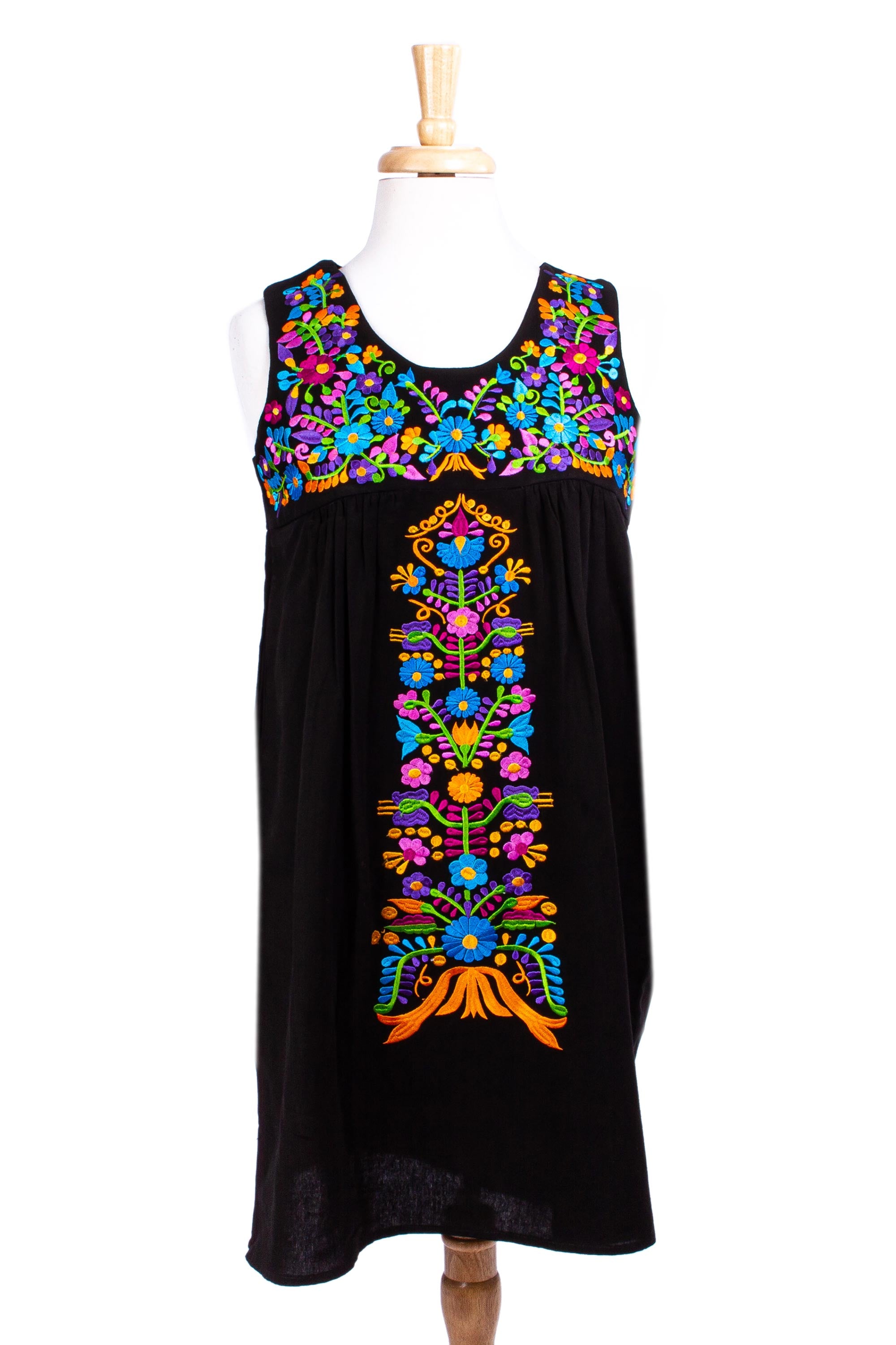 Premium Hand-Embroidered Black Cotton Dress | Chapala Breeze Collection