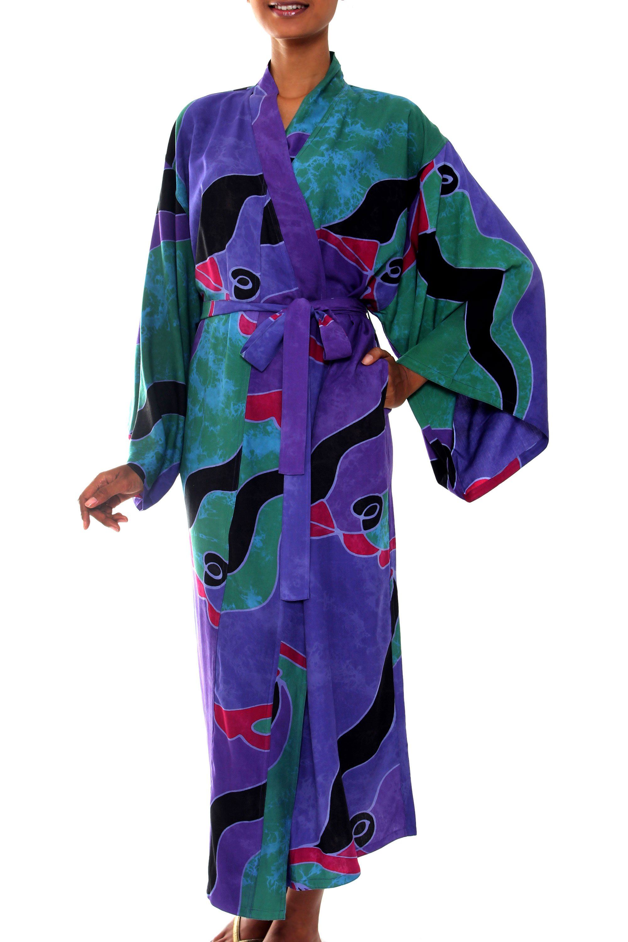 Premium Handpainted Batik Long Robe - Unique Artisanal Design