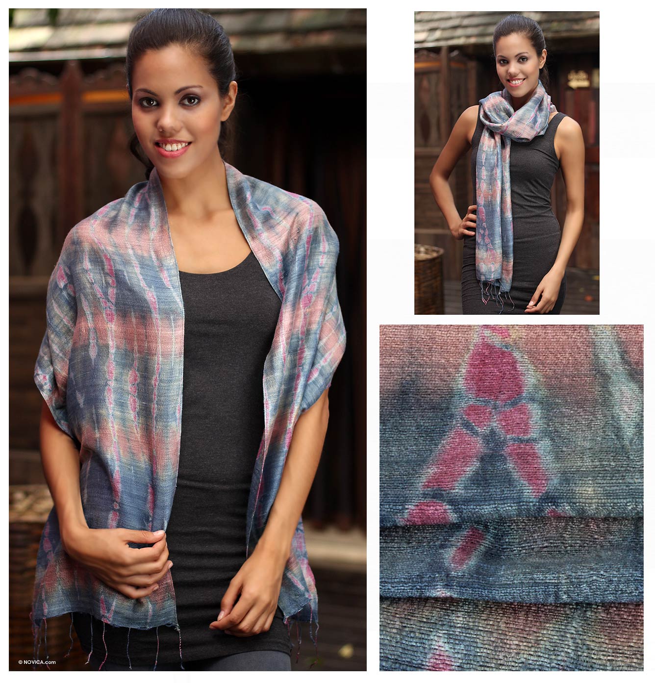 Premium Multicolor Silk Scarf - Gray Wilderness Collection