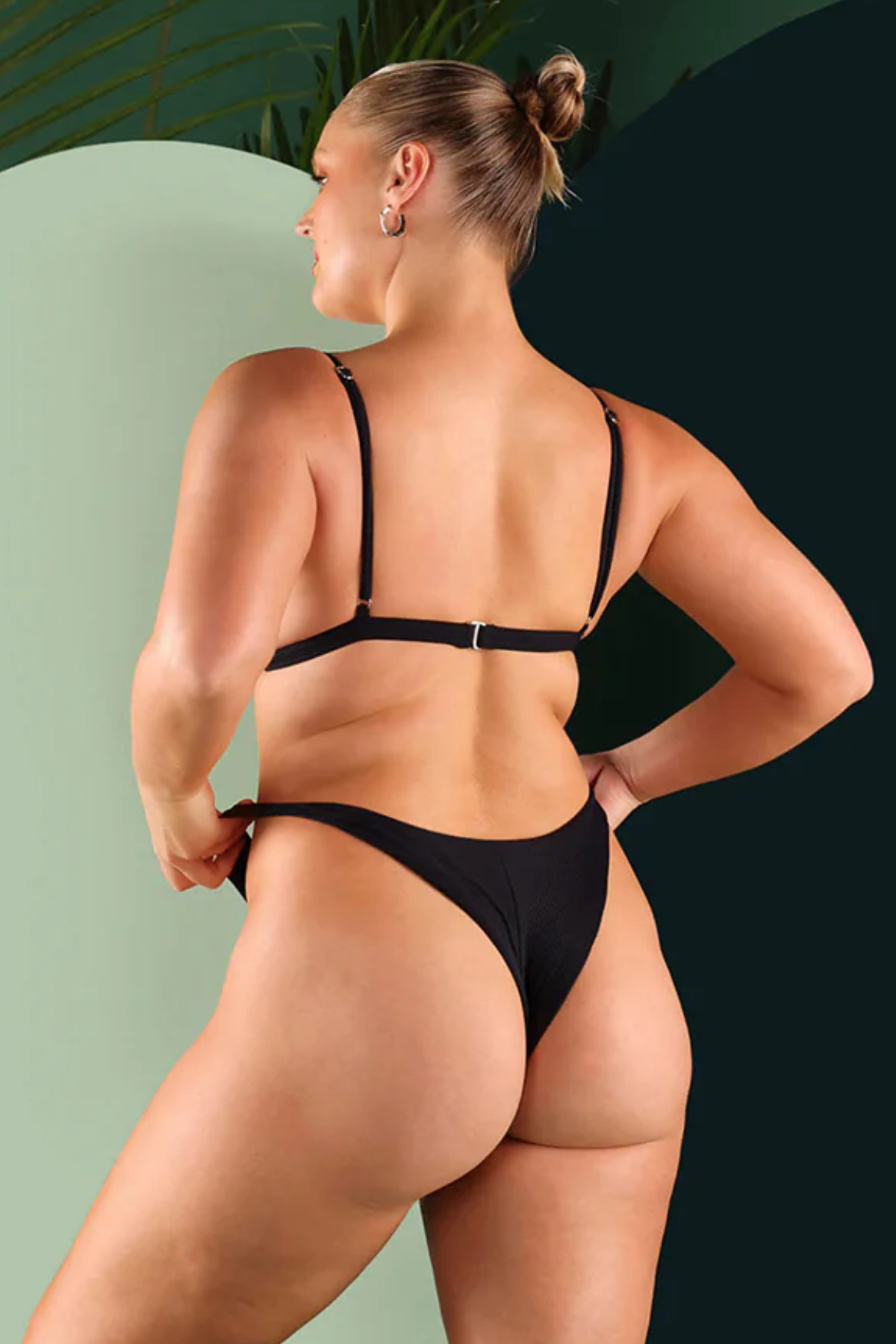 Premium Bromelia Valentina Swim Bottom - Midnight Black Ribbed