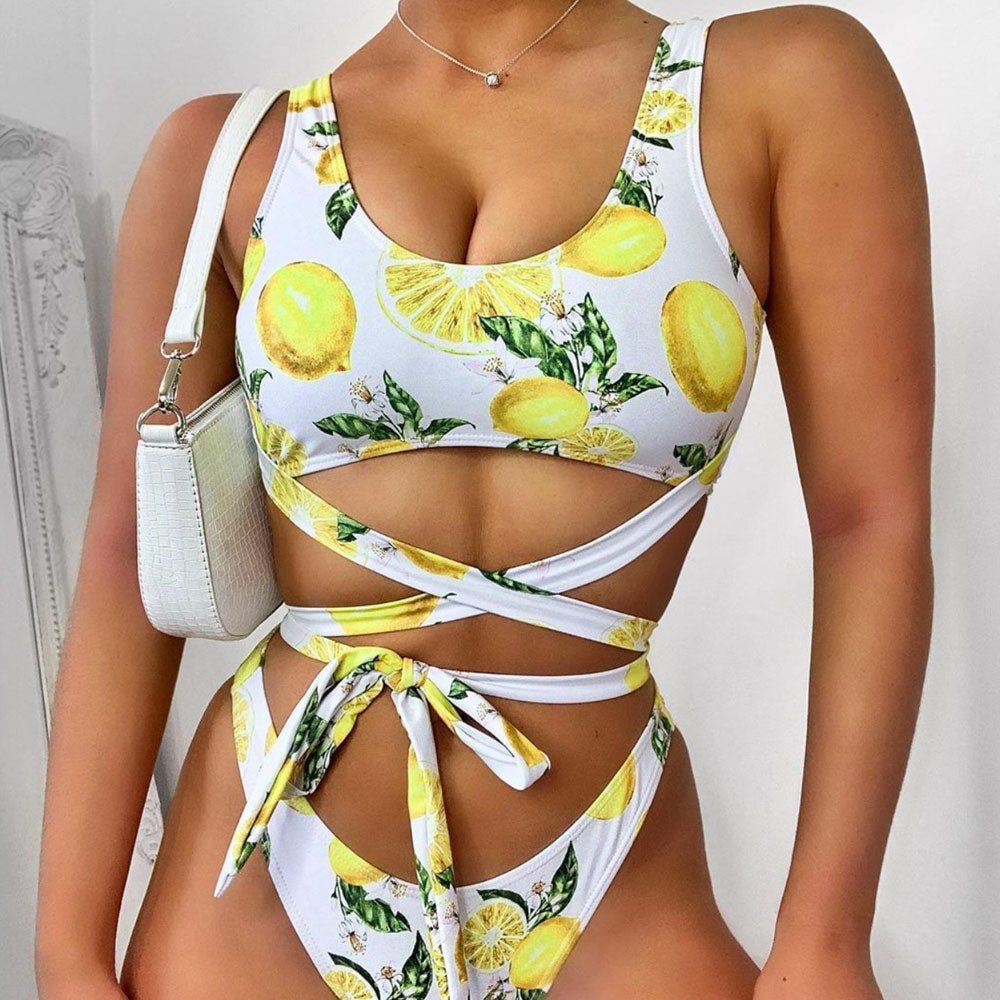 Ultimate Summer Essential: Premium Lemon Print Brazilian One-Piece Swimsuit