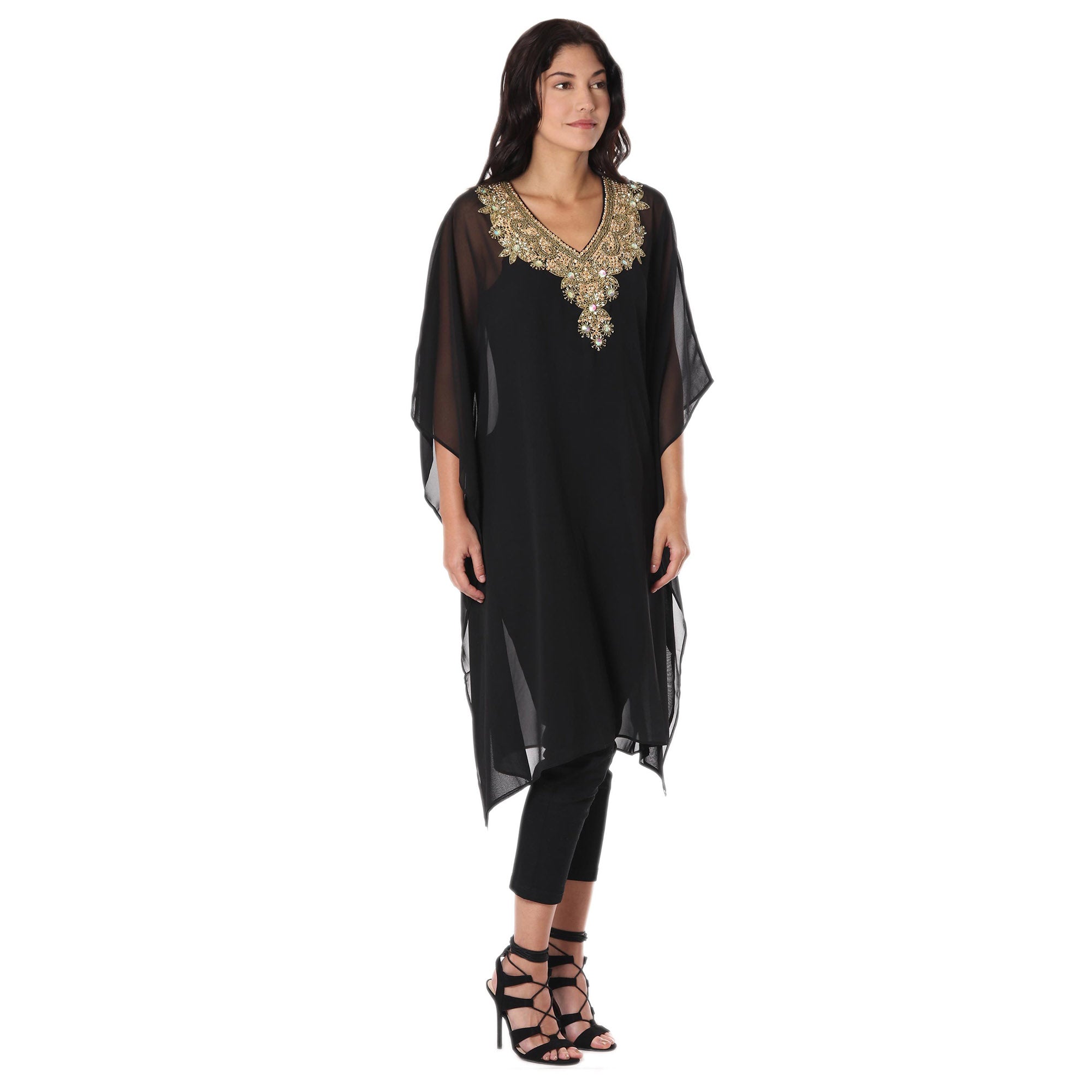 Premium Arabian Beauty Embellished Sheer Caftan - Ultimate Elegance