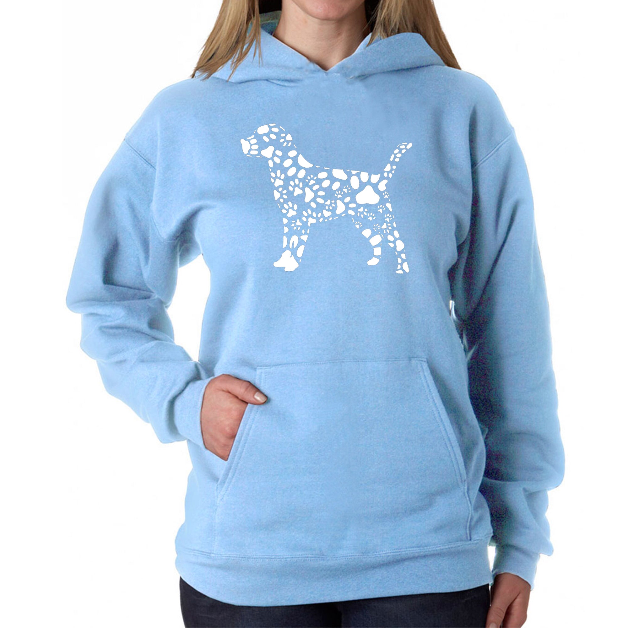 Premium Dog Paw Prints Women's Word Art Hoodie - Ultimate Pet Lover's Sweatshirt