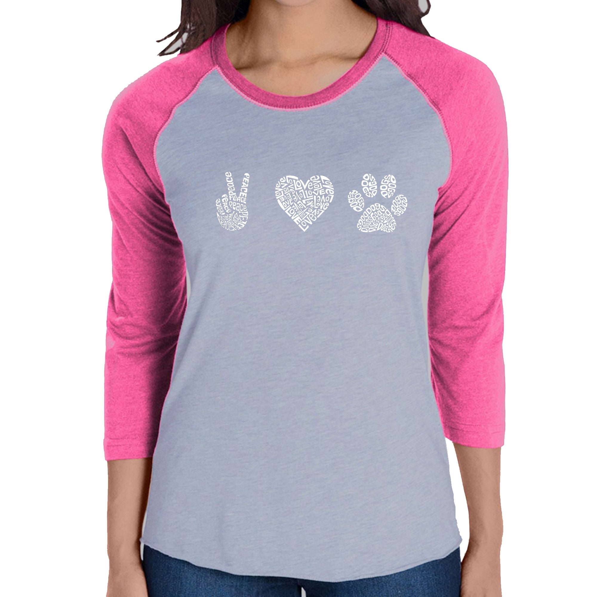 Ultimate Peace Love Dogs - Women's Premium Raglan Word Art Tee