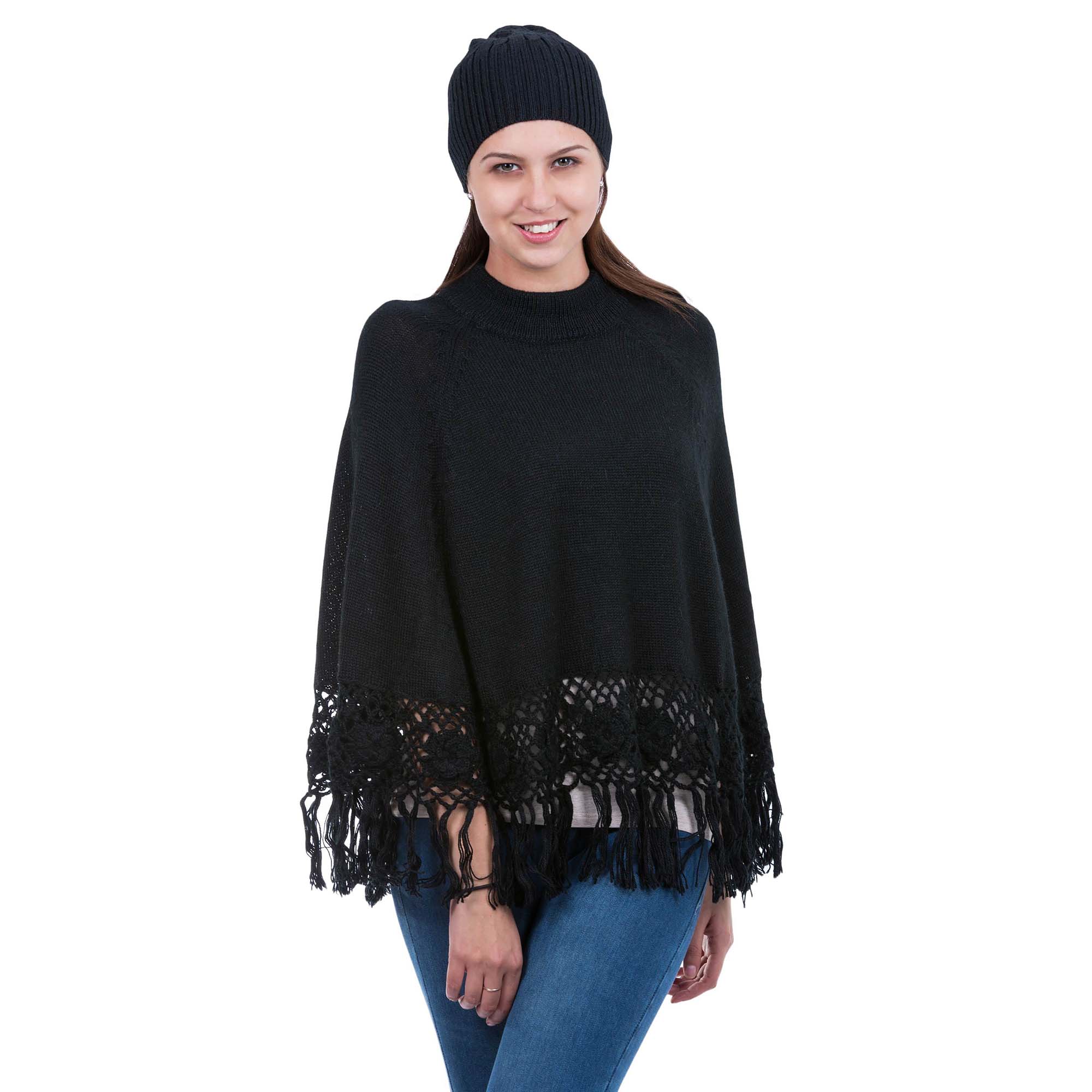 Premium Alpaca Blend Poncho & Hat Set - Ultimate Warmth & Style