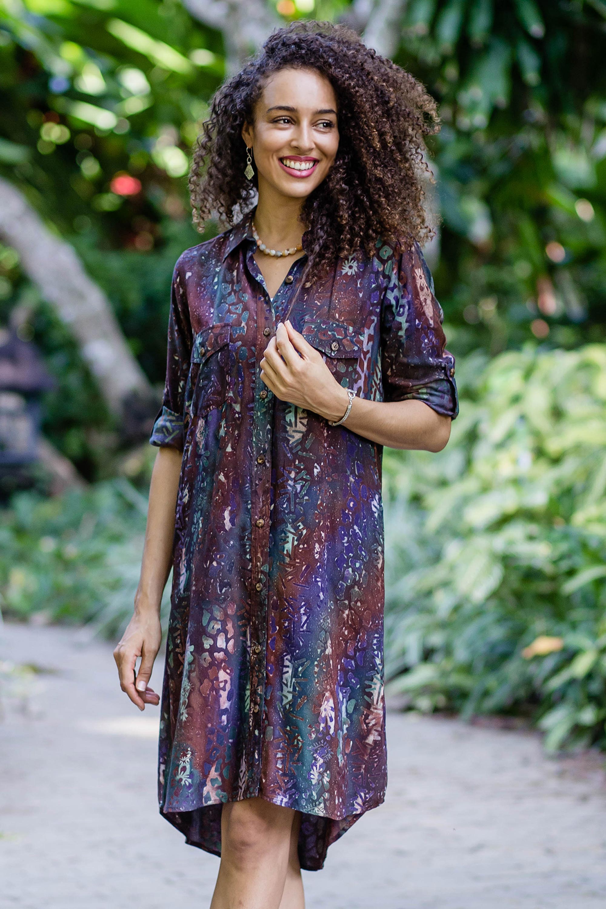 Premium Batik Rayon Collared Shirtdress - Handcrafted in Bali