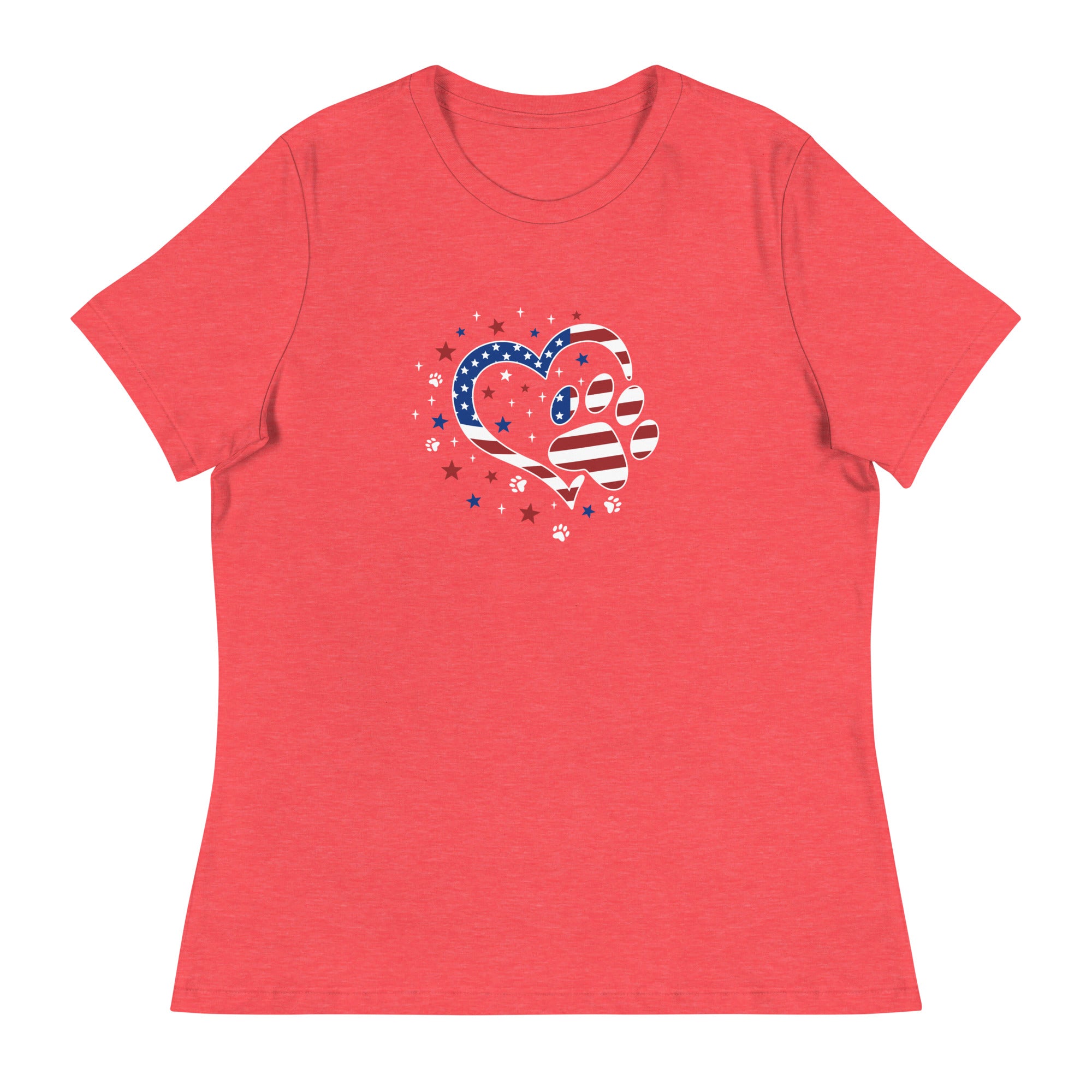 Premium Star Spangled Paw Print Love Women's Relaxed Tee