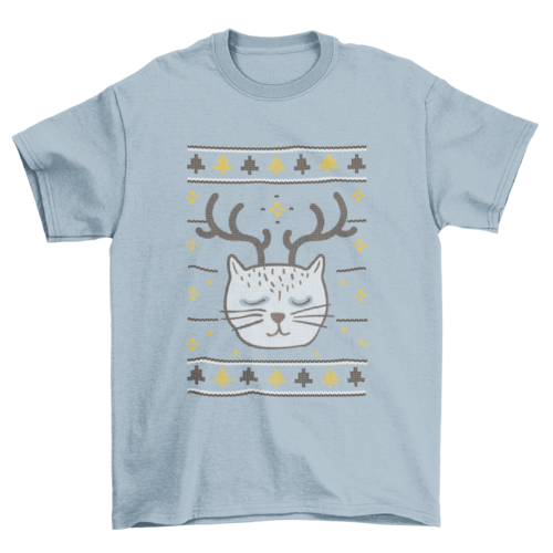 Premium Ugly Christmas Cat Tee - Festive Holiday Style