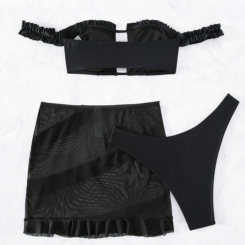 Ultimate Brazilian Ruffle Cutout Bikini Set - Off Shoulder Design