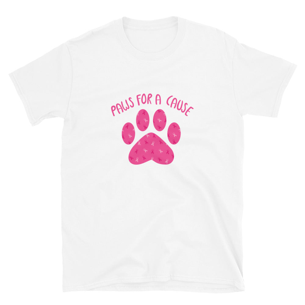 Premium Pink Ribbon Paw Print Tee - Support Breast Cancer Awareness