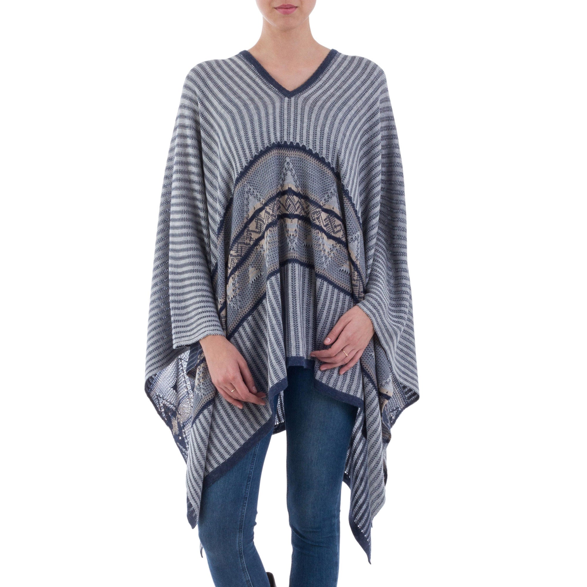 Premium Geometric Bohemian Poncho - Handcrafted Winter Style