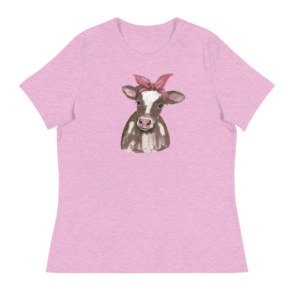 Premium Cow Print Relaxed Fit T-Shirt for Women