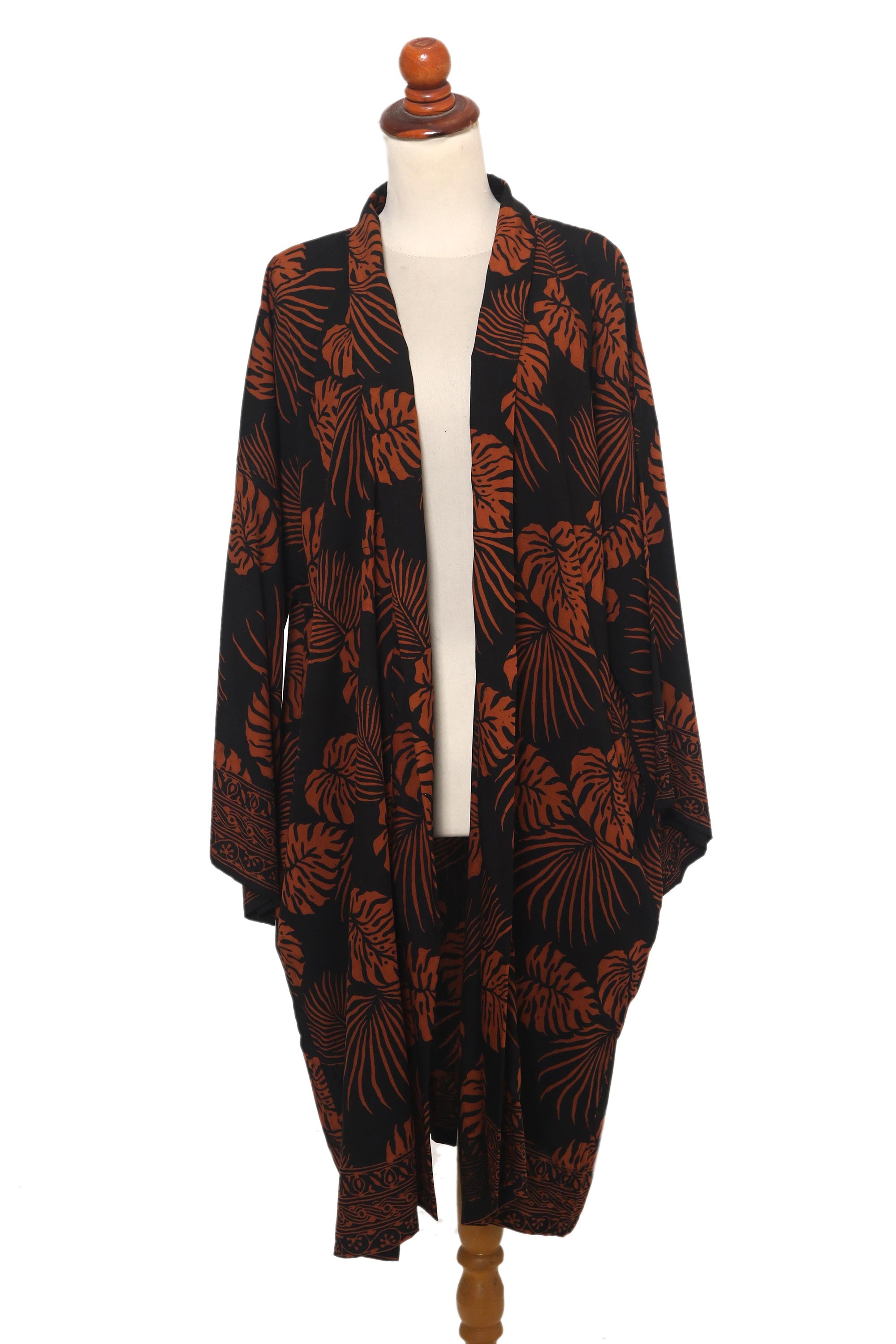 Premium Tropical Leaves Handmade Batik Rayon Robe – Ultimate Style & Comfort