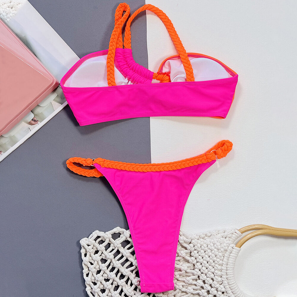 Premium Color Block One Shoulder Bikini Set - Ultimate Summer Style