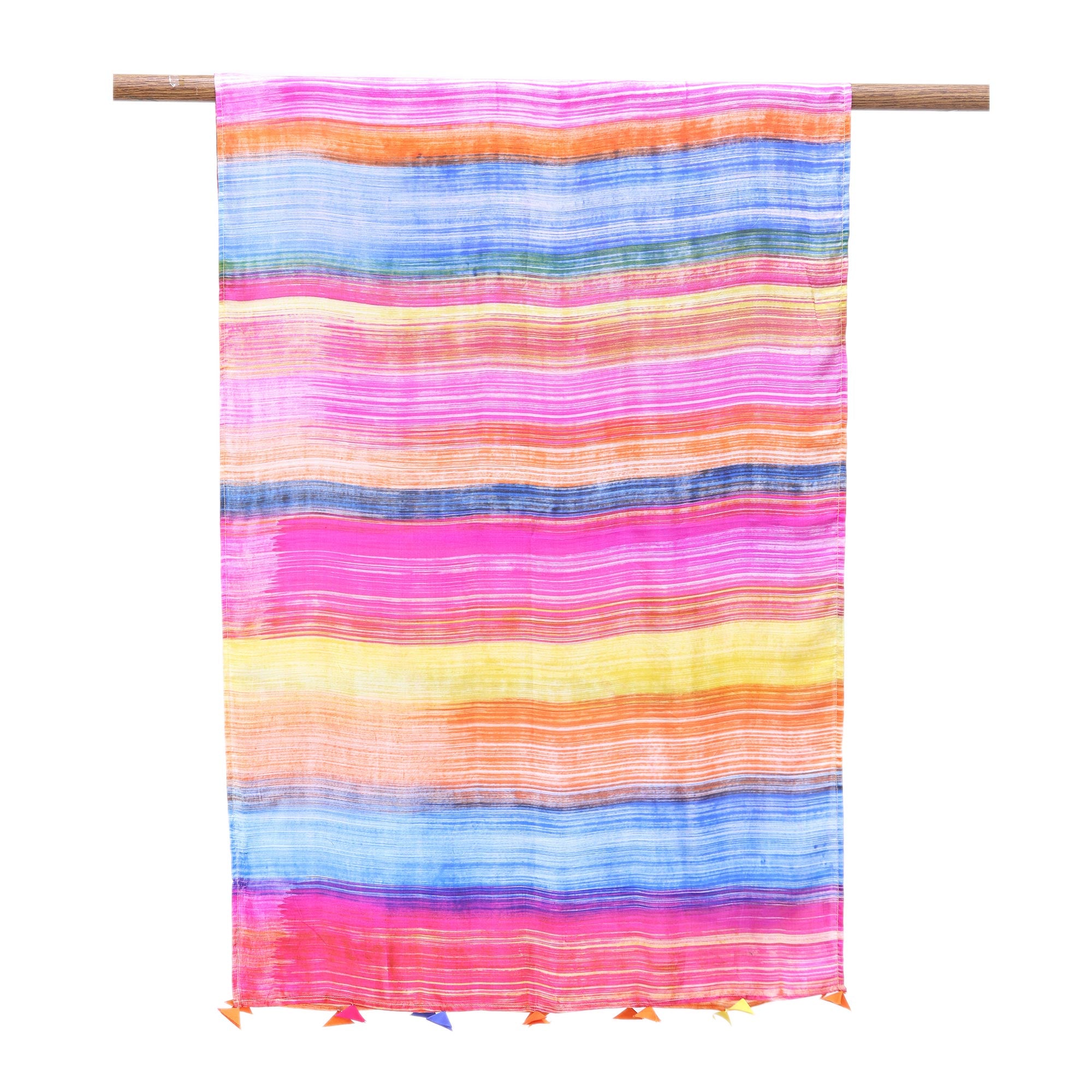 Premium Handcrafted Silk Shawl - Vibrant Multi-Color Striped Design