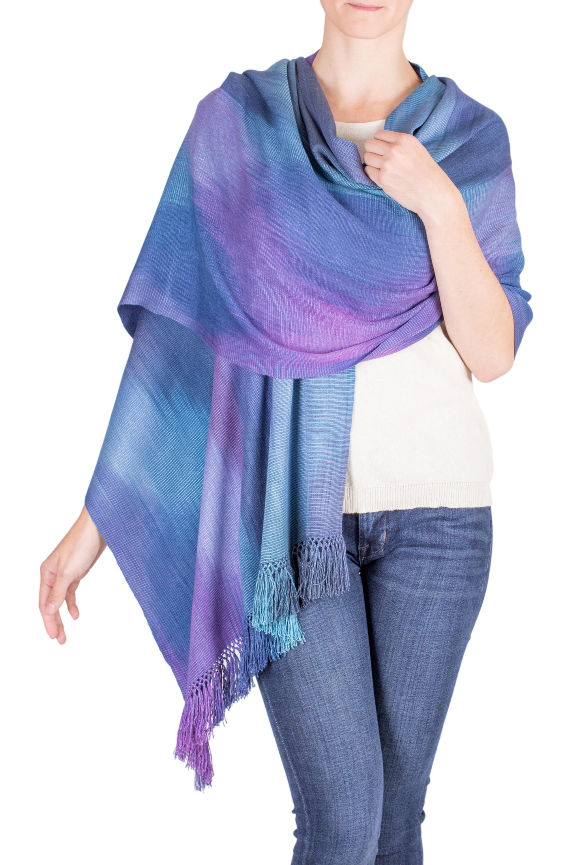 Premium Handwoven Blue Orchid Shawl - Lightweight & Eco-Friendly